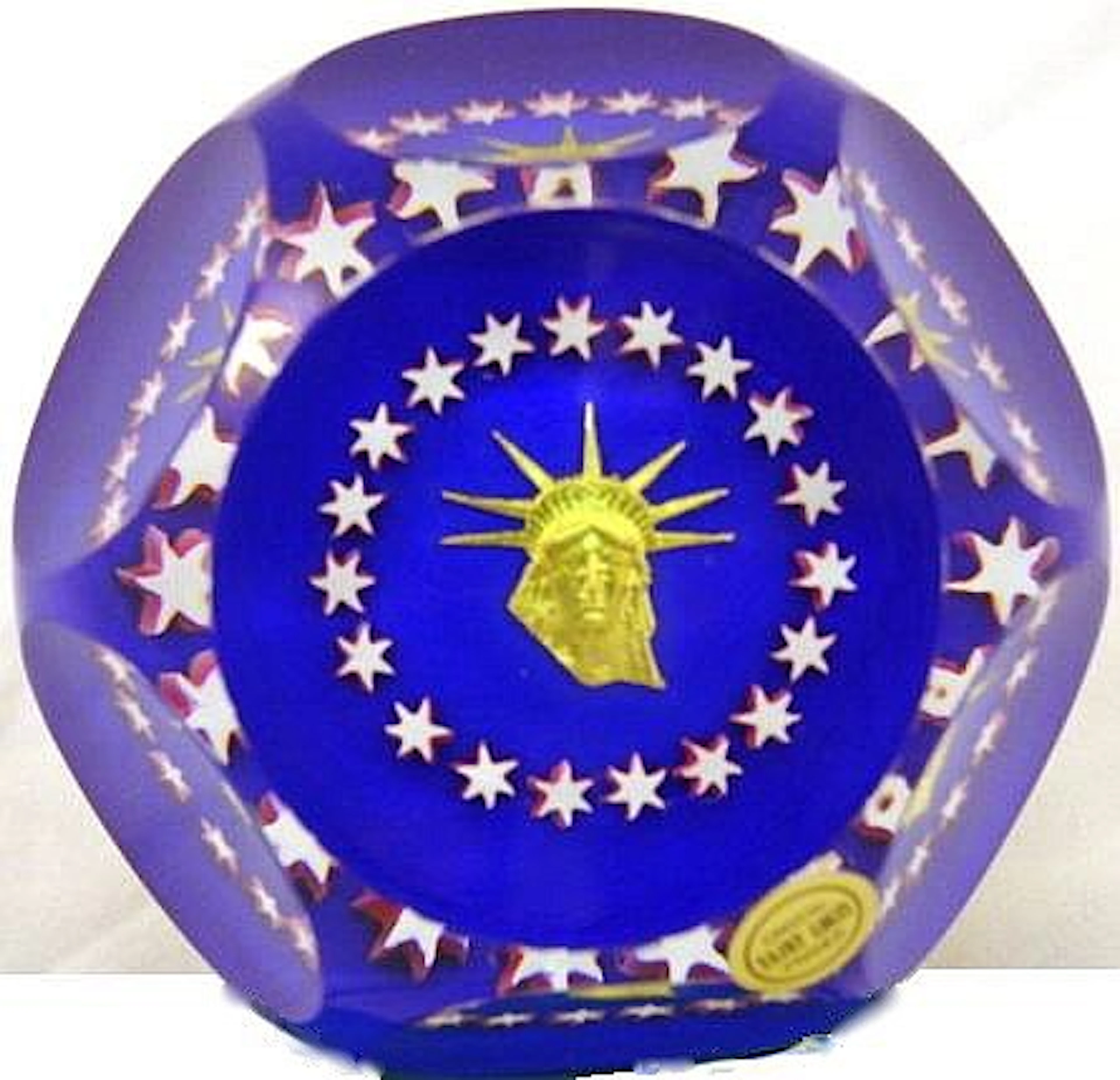 Saint Louis Gold Statue of Liberty, Faceted Paperweight.
