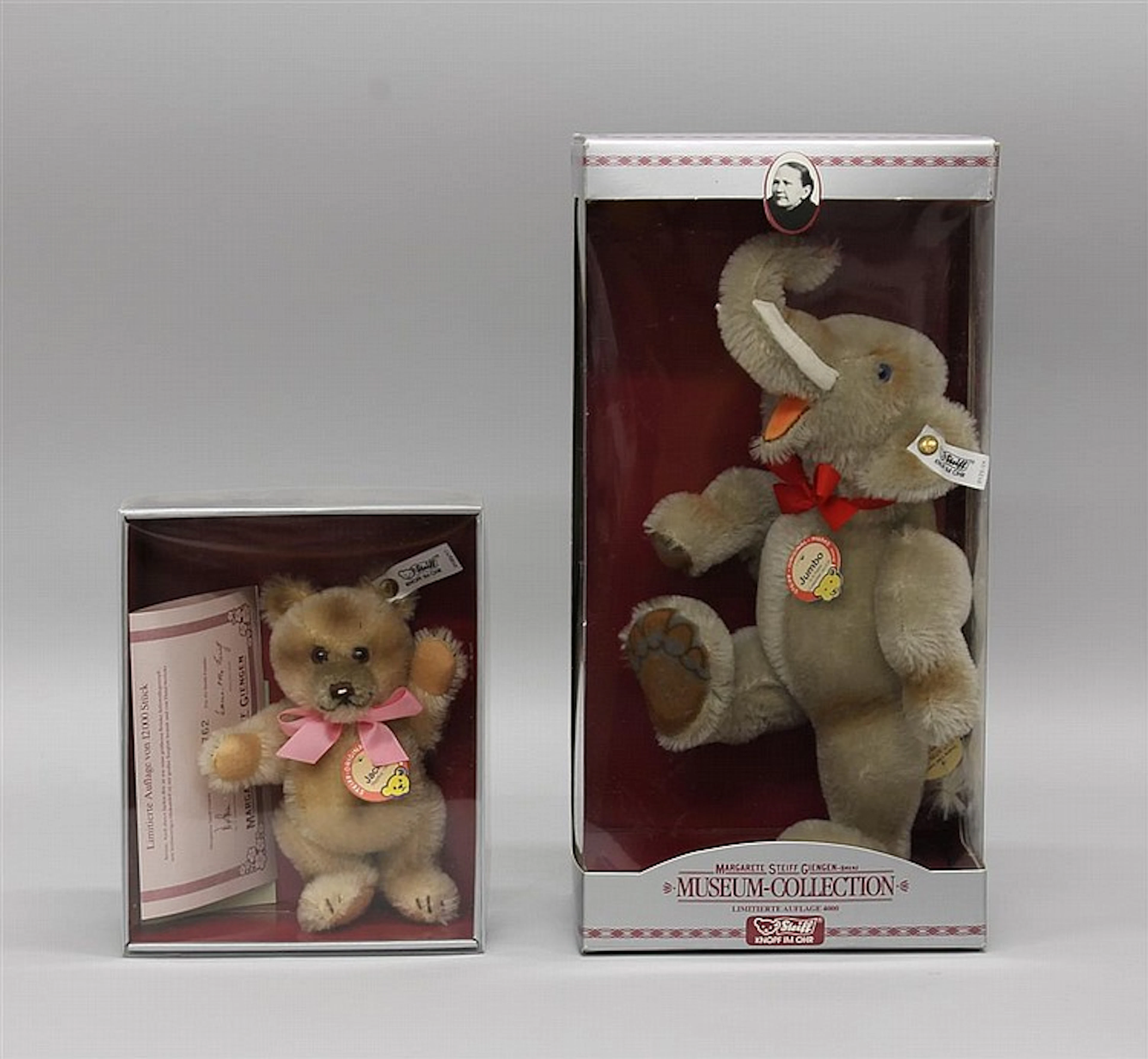 PAIR OF MIB NRFB STEIFF MOHAIR REPLICA ANIMALS: 1953...