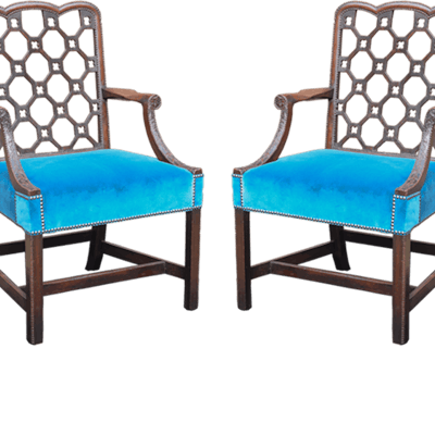 Fine pair 18th-century carved library armchairs Robert Manwaring