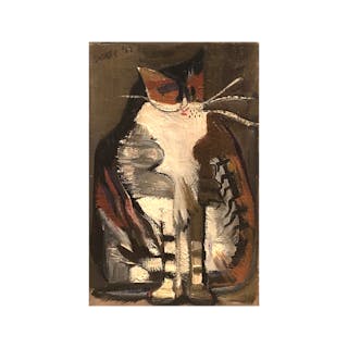 Unknown American Artist "Modernist Cat" Circa 1940