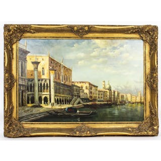 Vintage Oil Painting Doges' Palace & Piazza San Marco Venice 80x110cm