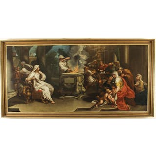 Antique Oil Painting "Sacrifice to Minerva" Odoardo Vicinelli Letterfourie