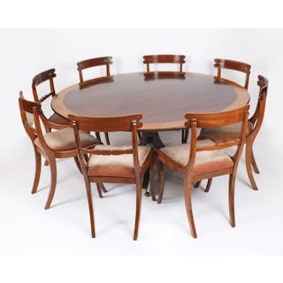 Vintage Dining Table by William Tillman & 8 Chairs 20th C