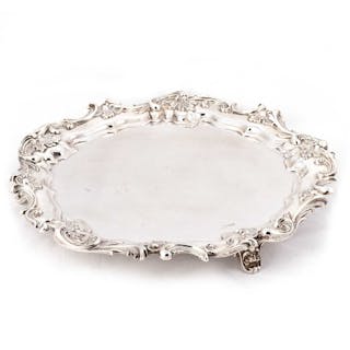 A LARGE 18TH CENTURY STYLE SILVER SALVER