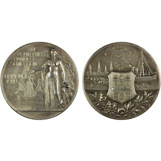 HAMBURG: AR medal (25.81g), 1909, Choice AU