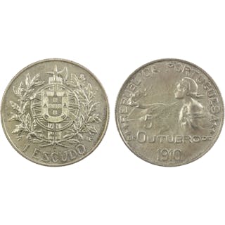 PORTUGAL: First Republic, AR escudo, 1910, AU