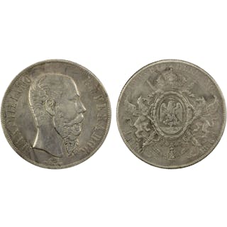 MEXICO: Maximiliano, 1864-1867, AR peso, 1866-Mo, Choice VF
