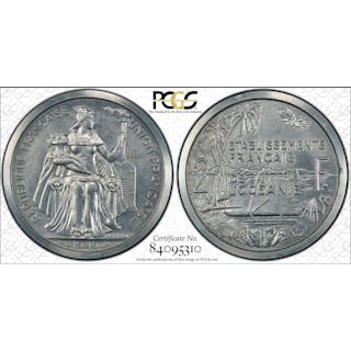 FRENCH OCEANIA: French Overseas Territory, 2 francs, 1949, PCGS Specimen 65