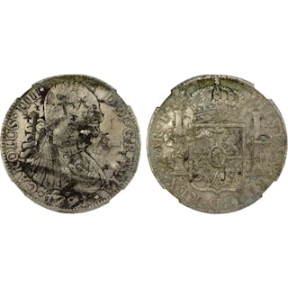 CHINESE CHOPMARKS: MEXICO: Carlos IIII, 1788-1808, AR 8 reales, 1791-Mo