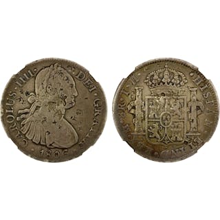 CHINESE CHOPMARKS: MEXICO: Carlos IIII, 1788-1808, AR 8 reales, 1806-Mo