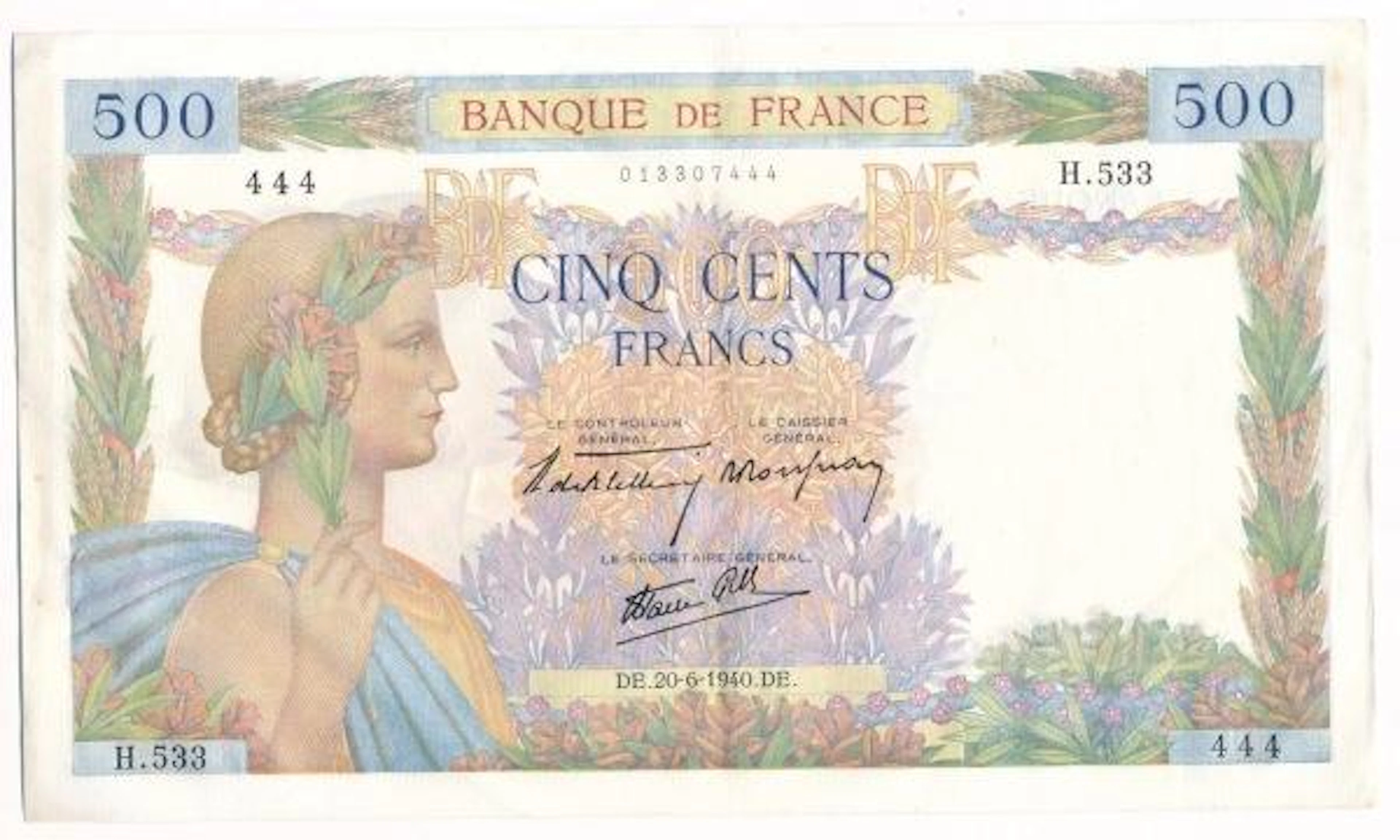 500 francs 1940