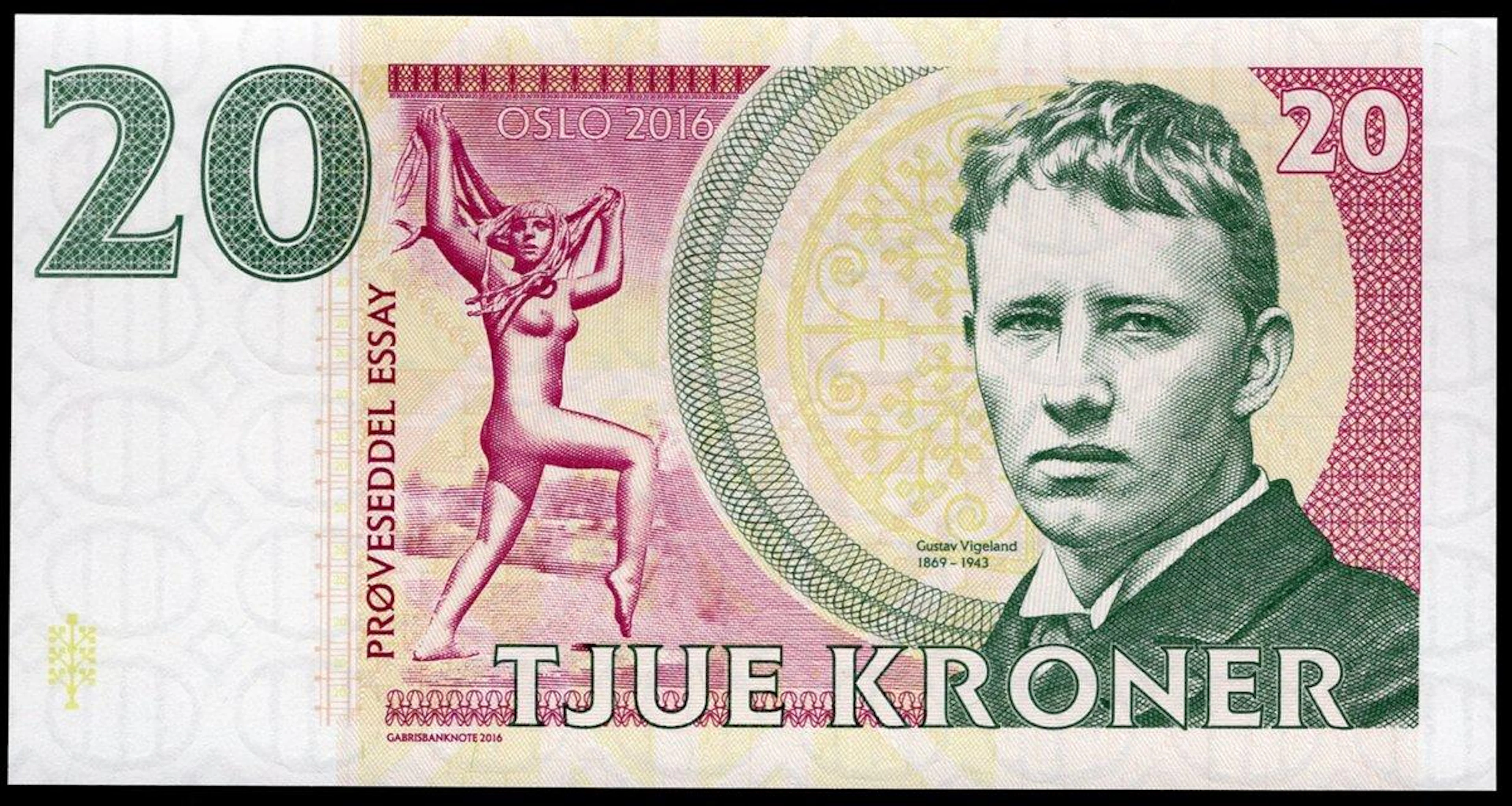 Norway 20 Kroner 2016 Specimen "Gustav Vigeland"