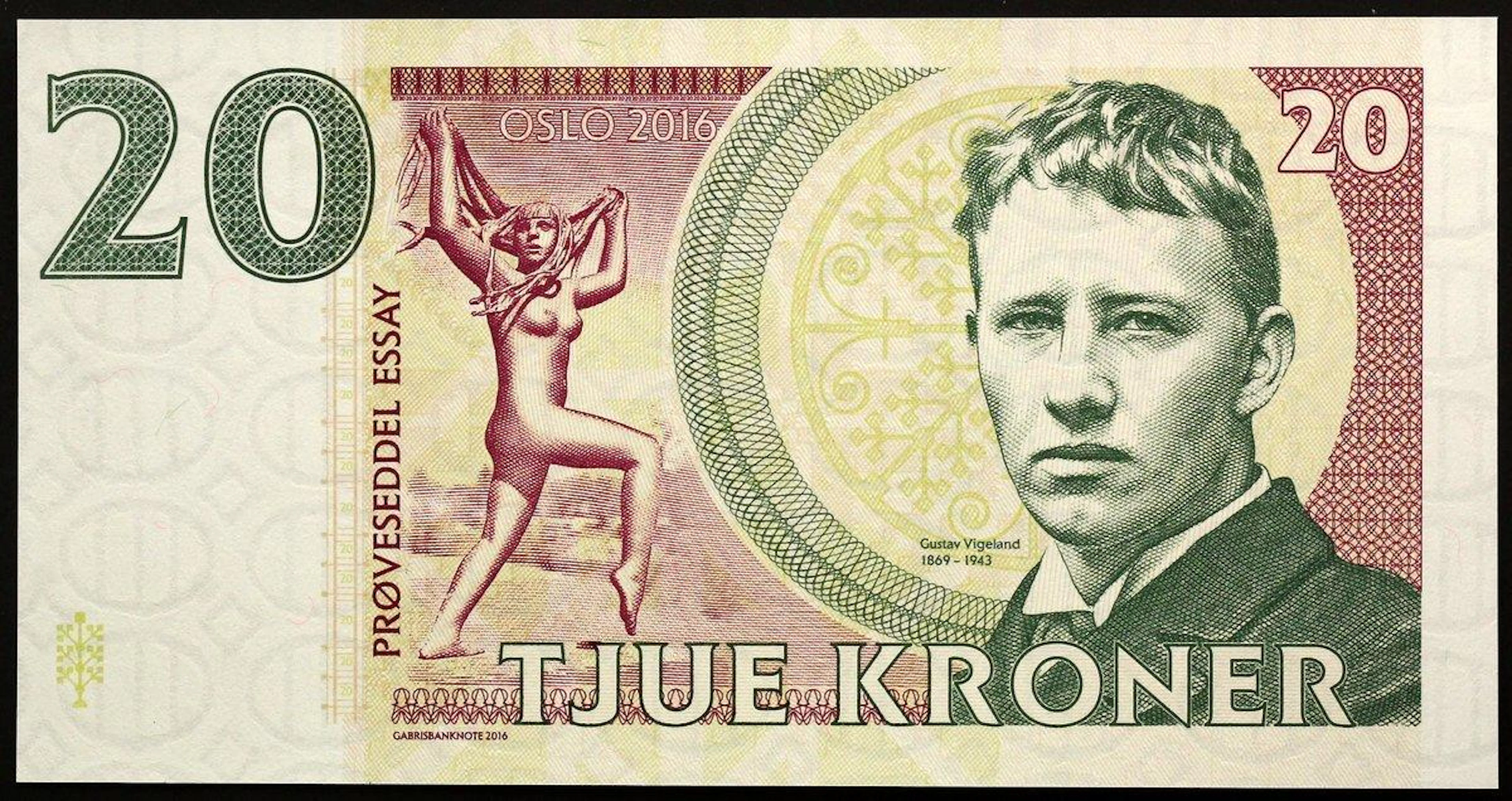 Norway 20 Kroner 2016 Specimen "Gustav Vigeland"