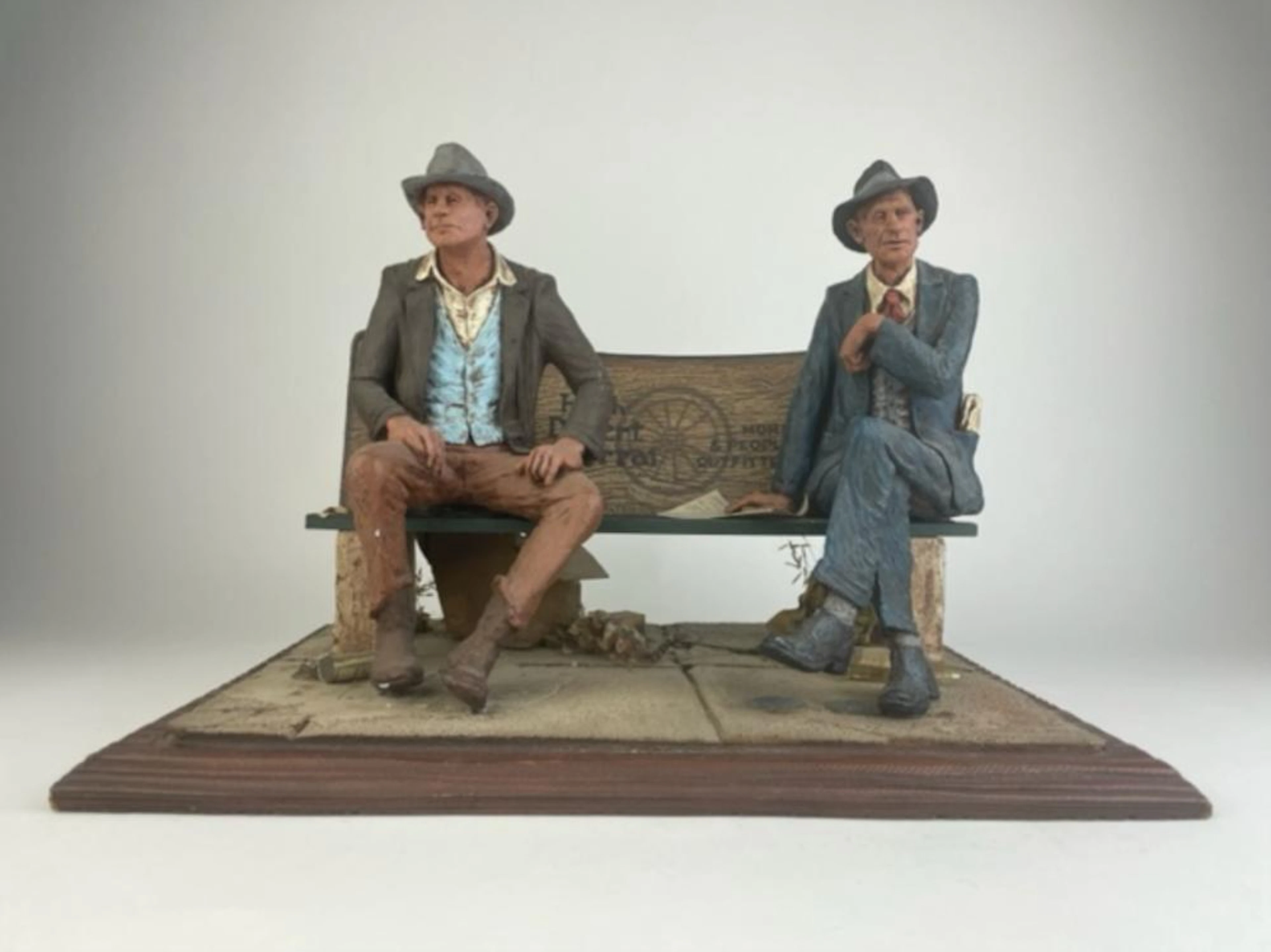 A mixed media diorama sculpture by Michael Garman (b-1938, Texas and Colorado).
