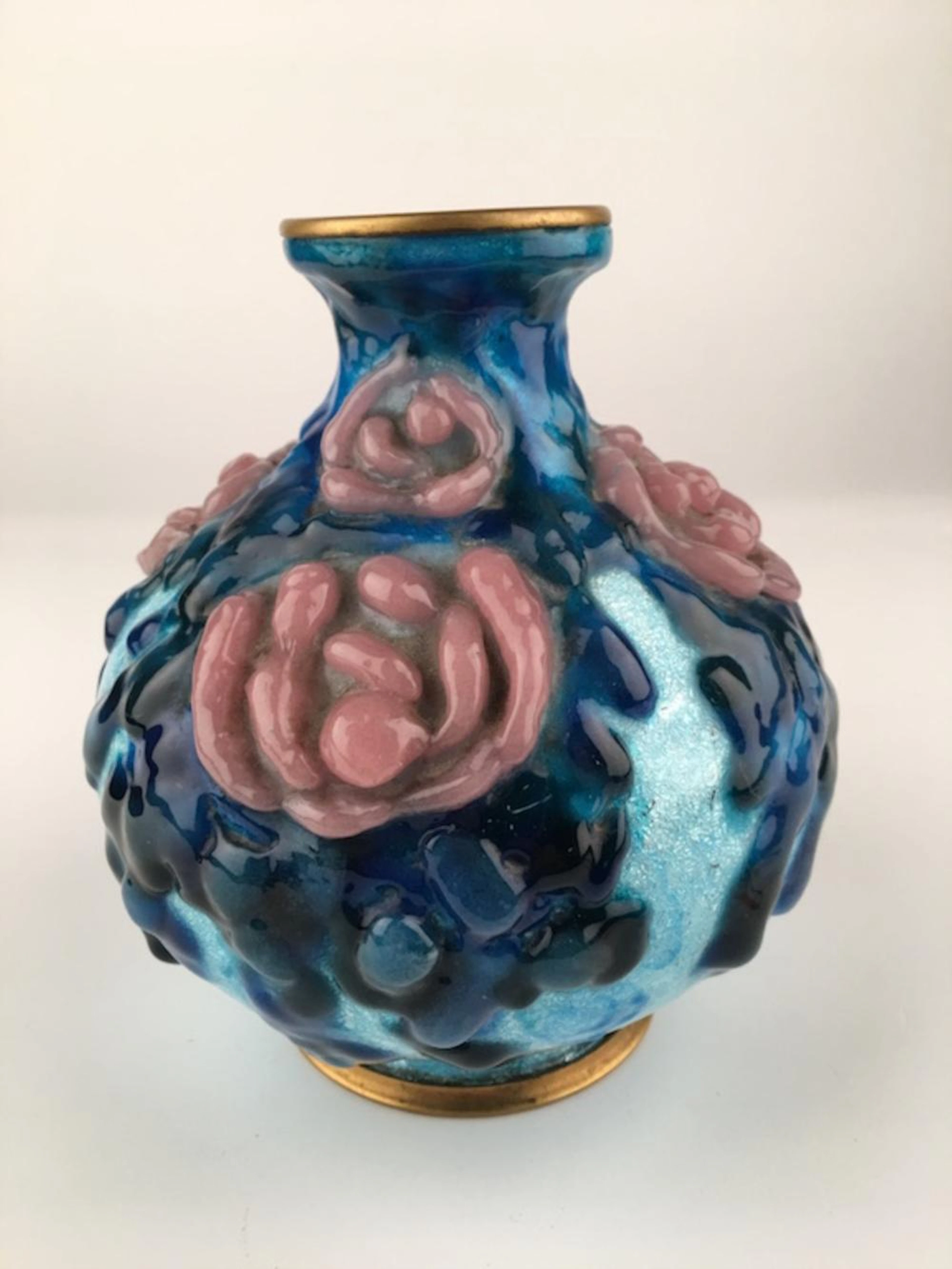 French enamel vase signed Gamet, circa 1920.