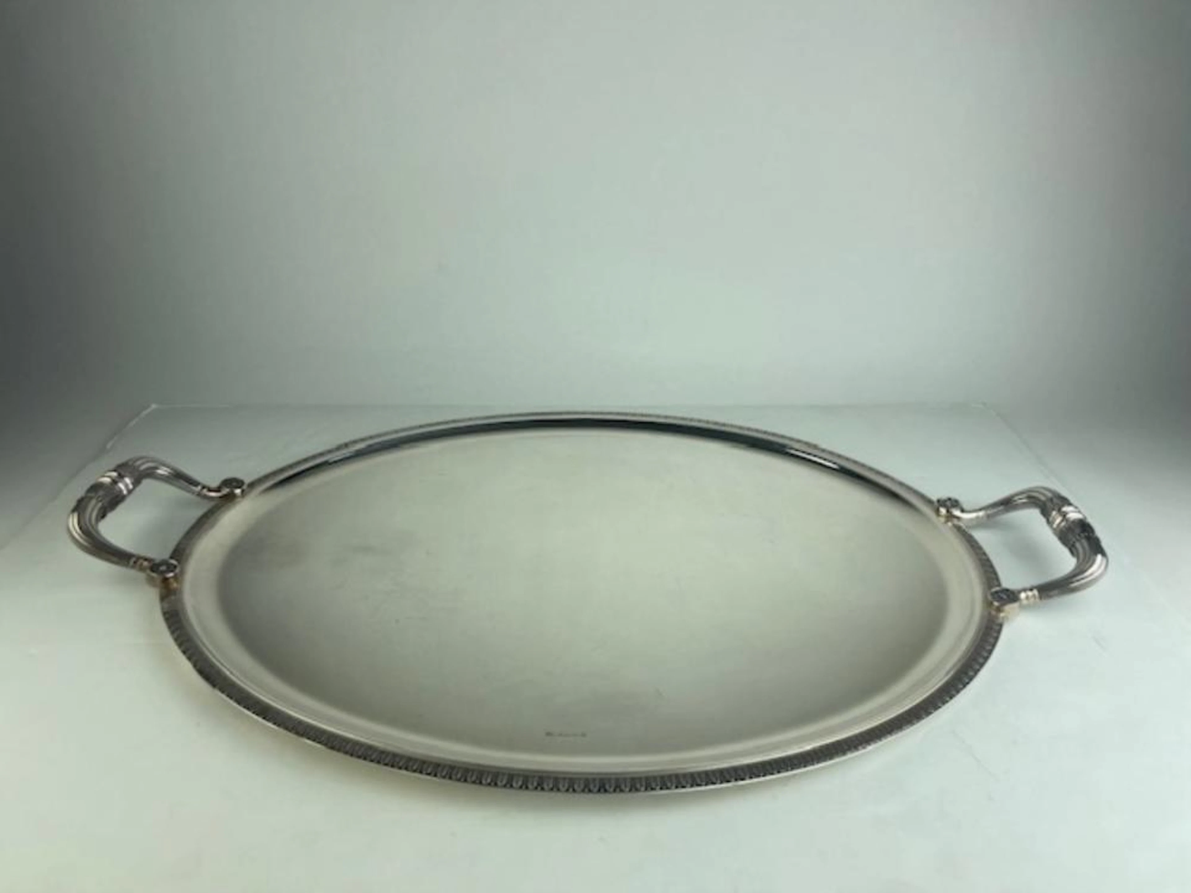 Christofle oval silver plated serving in the "Malmaison" pattern.