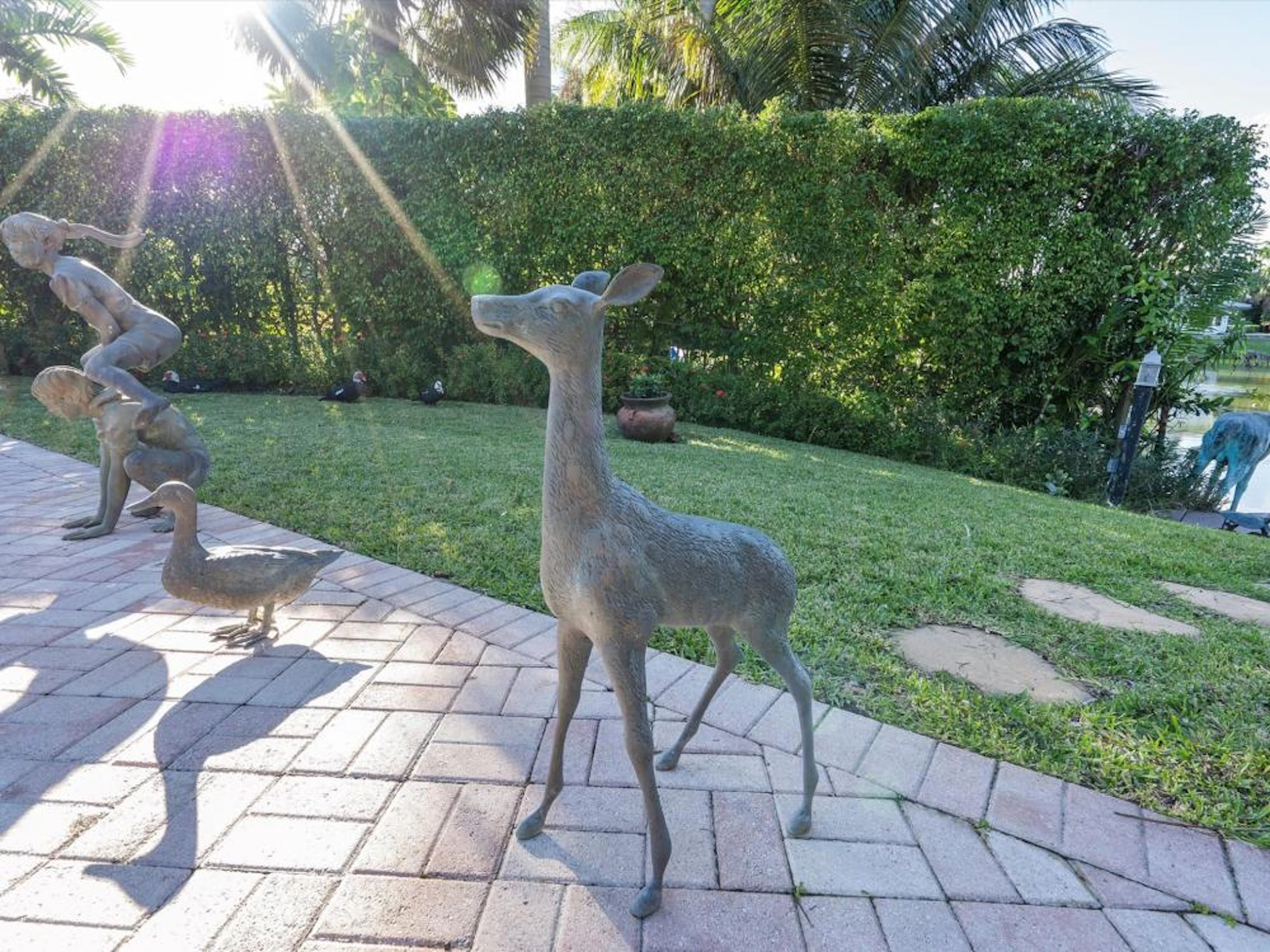 A bronze standing doe.