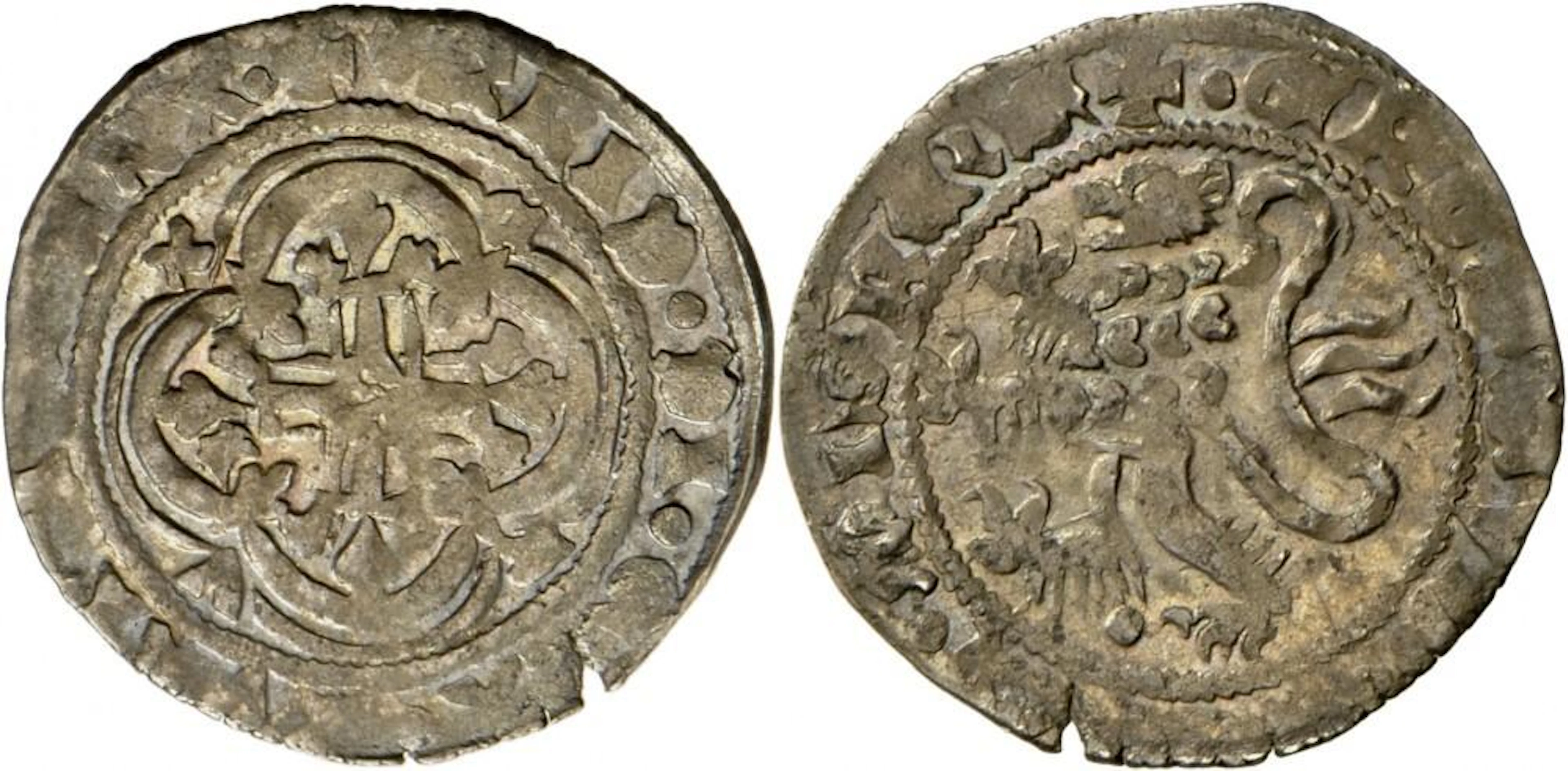 Tschechien: Lot von 2 Münzen: Meißner Groschen und Prager Groschen (beschnitten)