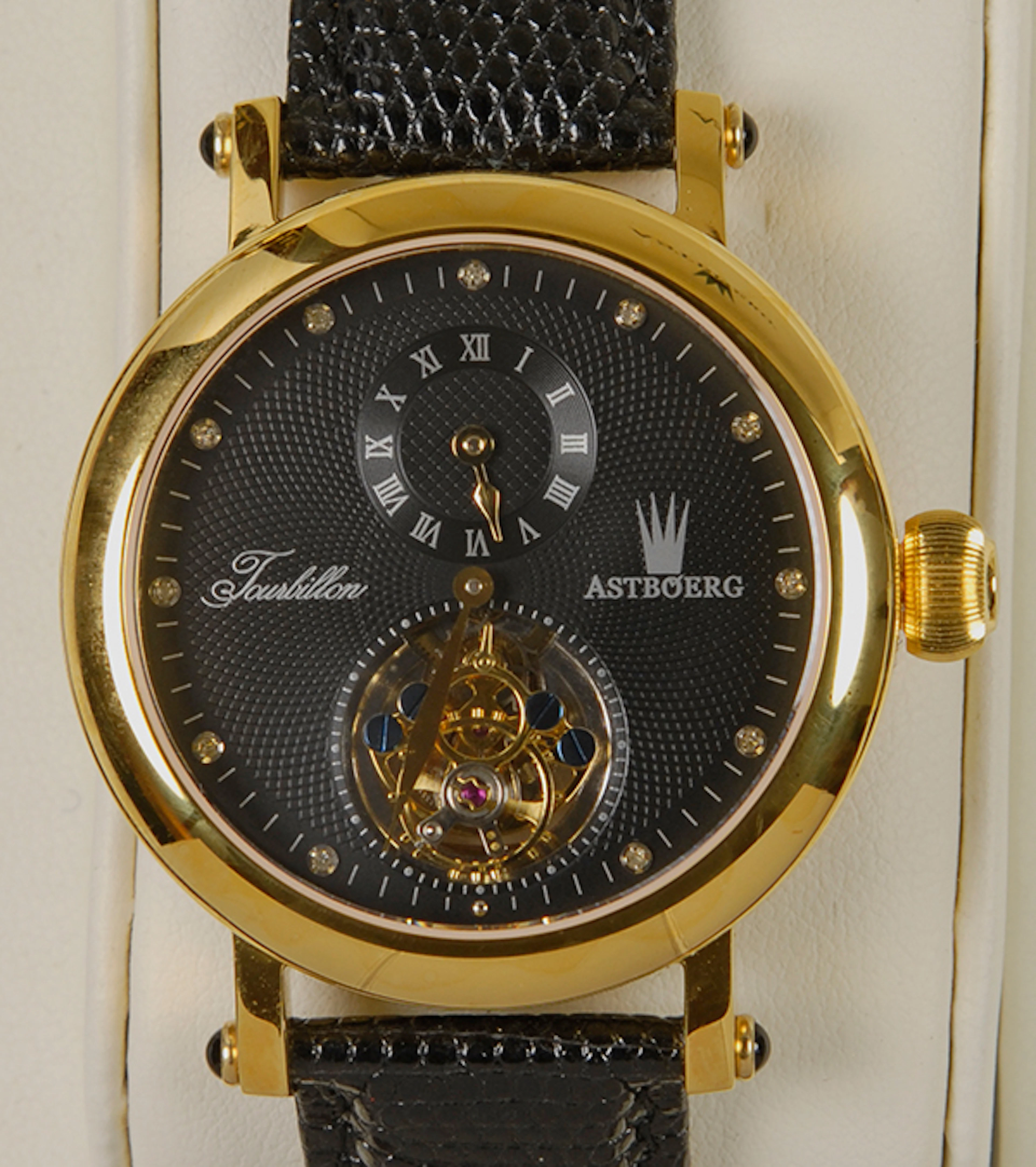 Uhren: Herrenarmbanduhr Astboerg AT620GSD Renaissance Diamont Tourbillon