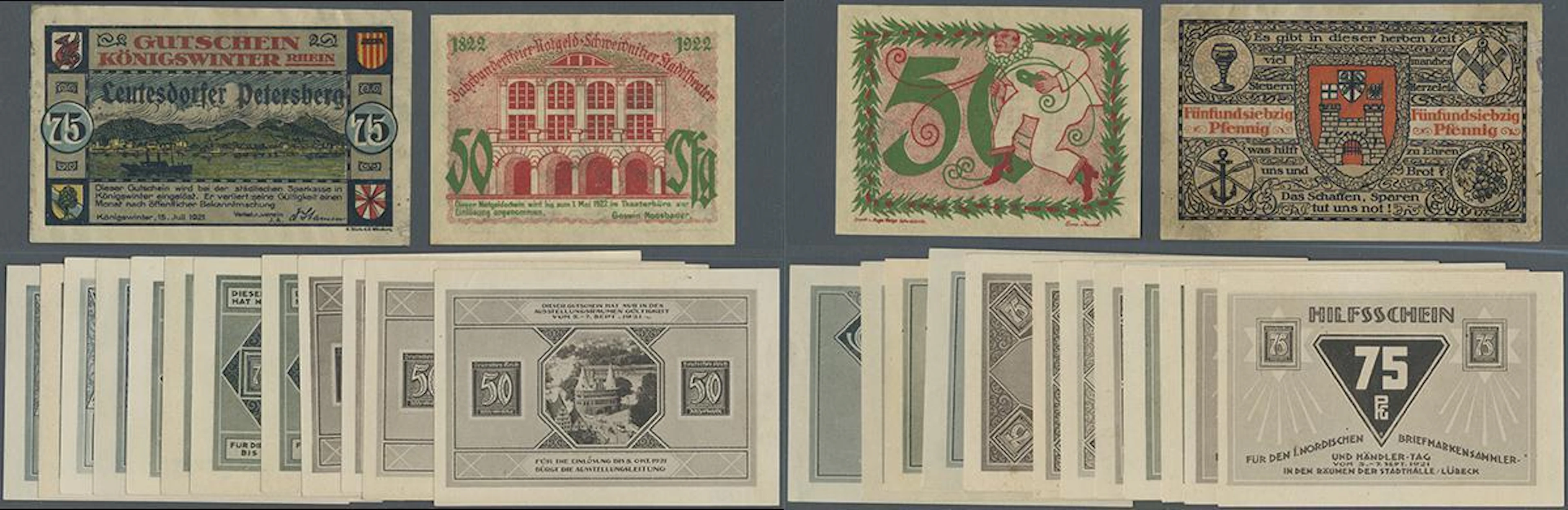 Deutschland - Notgeld: Schachtel mit drei mehr oder...