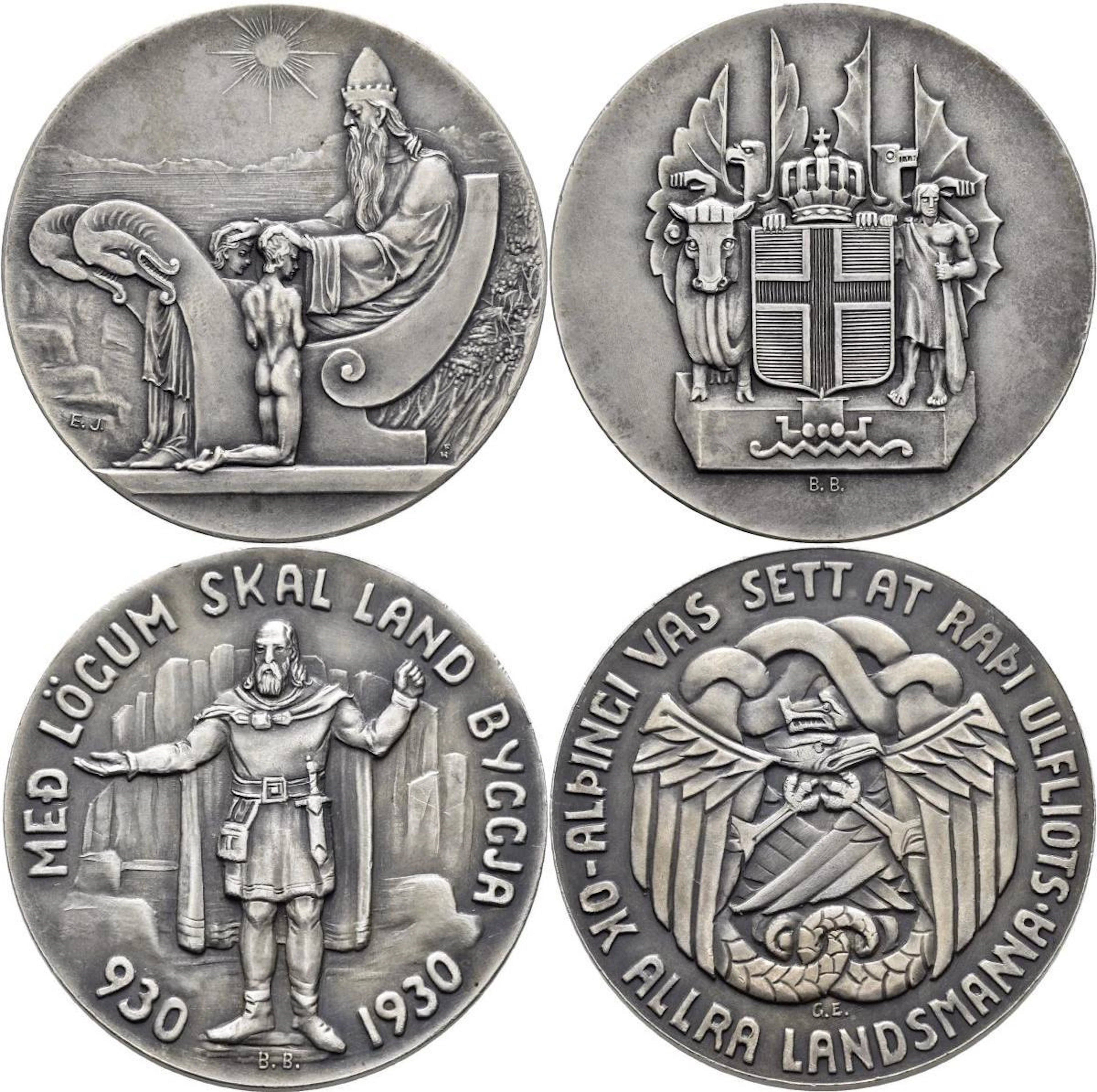 Island: Lot 2 Münzen: 5 Kronur 1930 Millenium (930-1930)