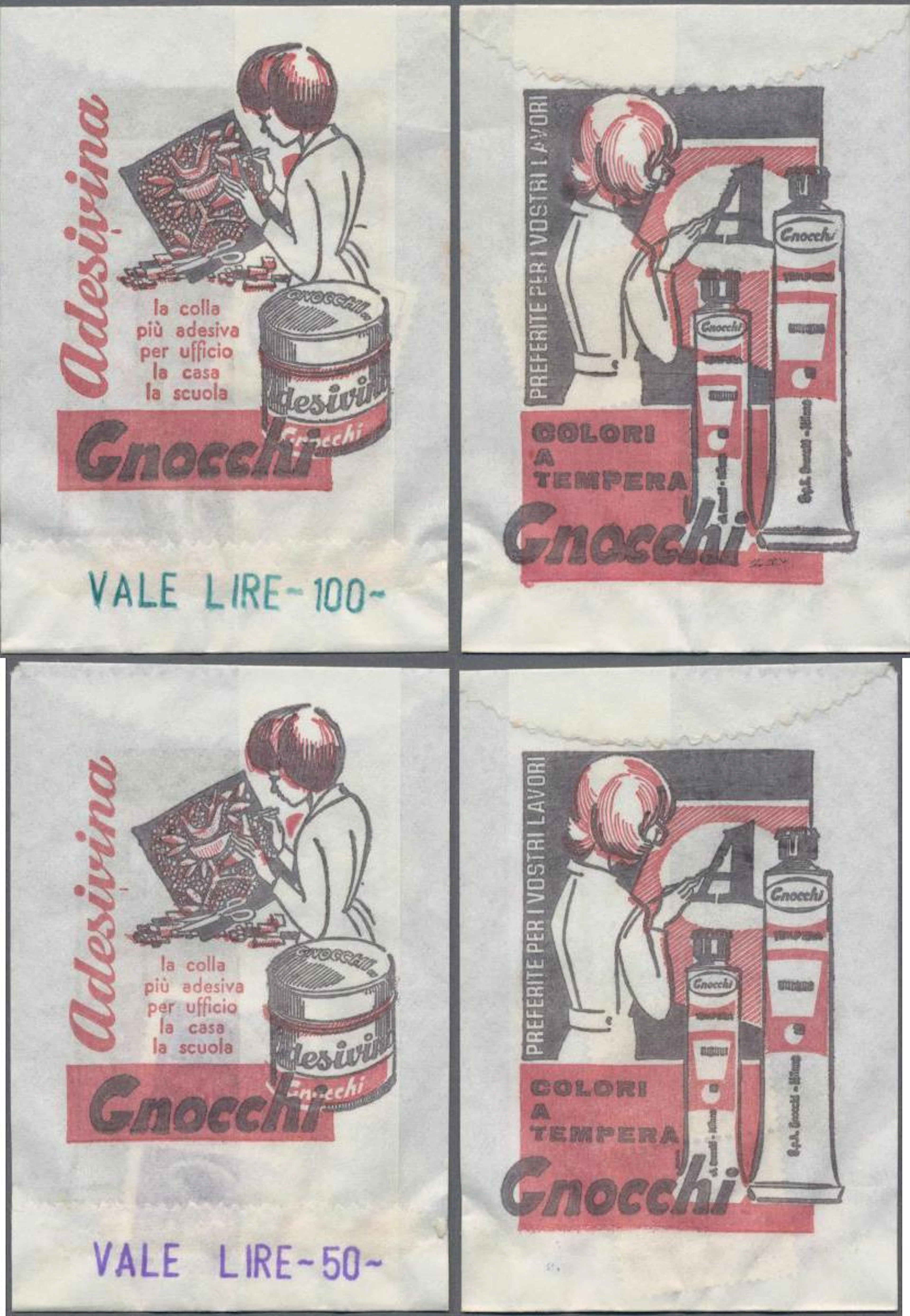 Italien: Lot 2 Stück Briefmarkennotgeld