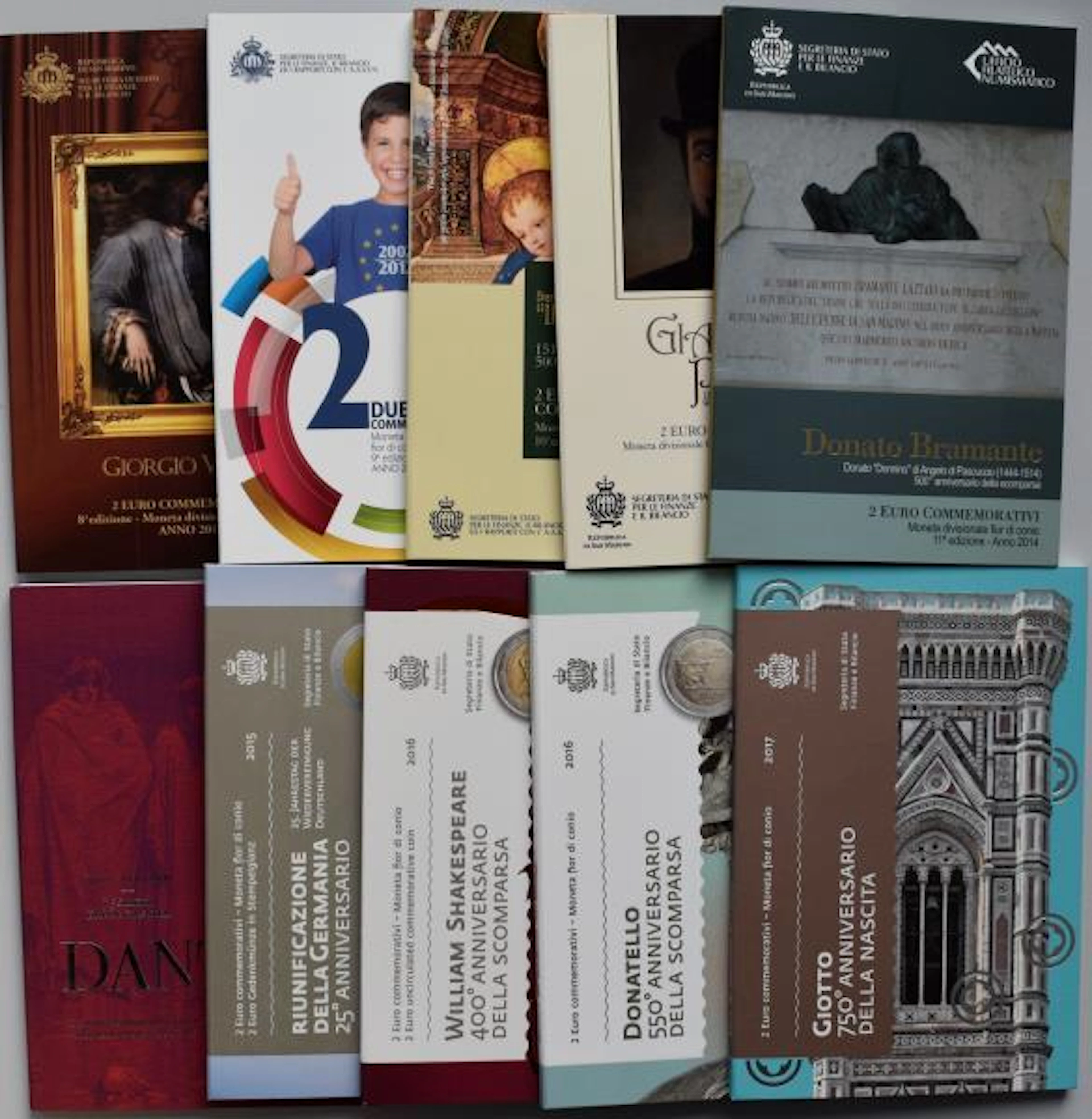 San Marino: Lot 10 diverse 2 Euro Gedenkmünzen ab 2011...