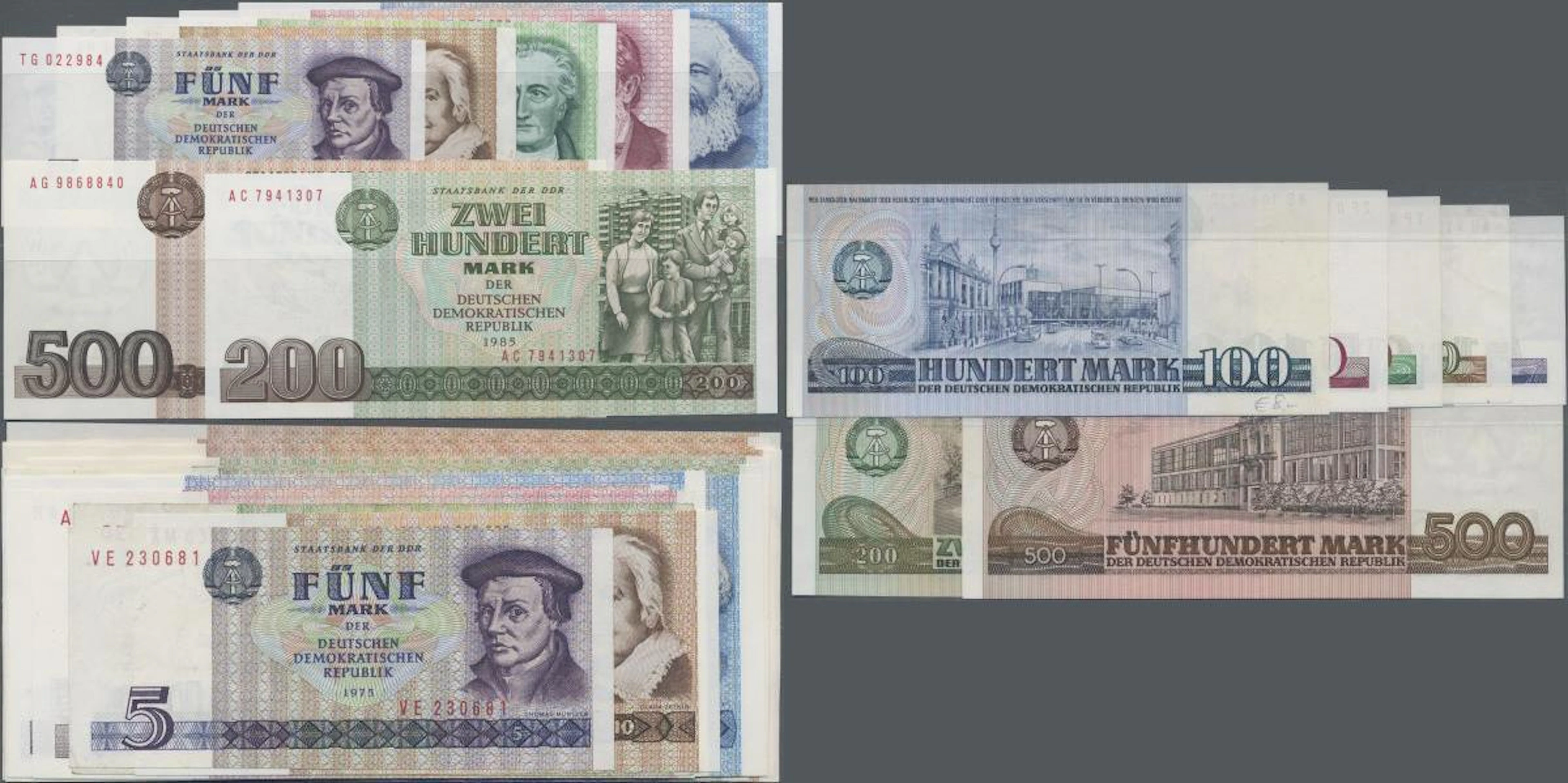 Deutschland - DDR: Sehr schönes Los mit 24 Banknoten der Serie 1971-85