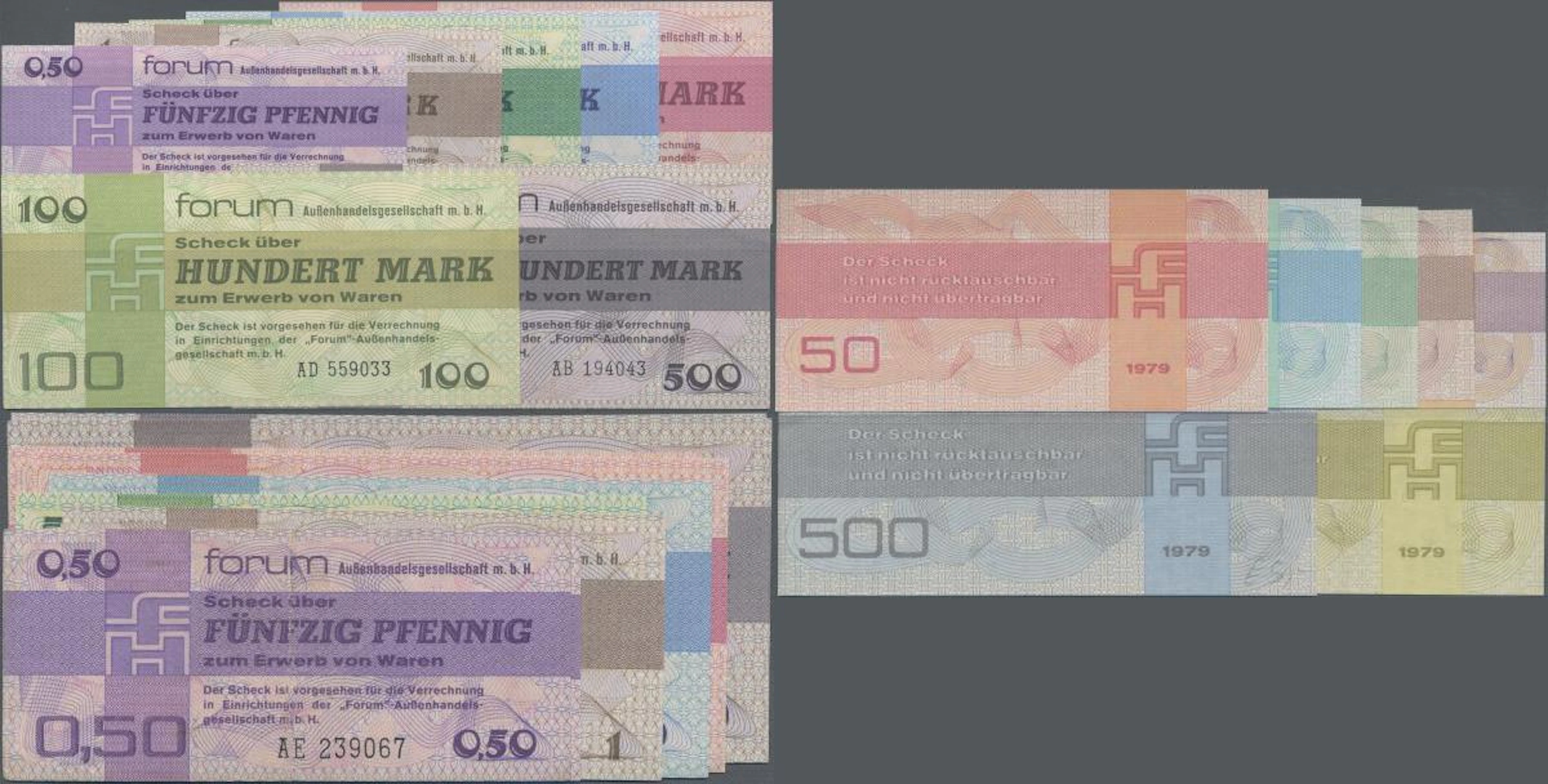 Deutschland - DDR: Lot mit 17 Banknoten der Forum Außenhandelsgesellschaft m.b.H
