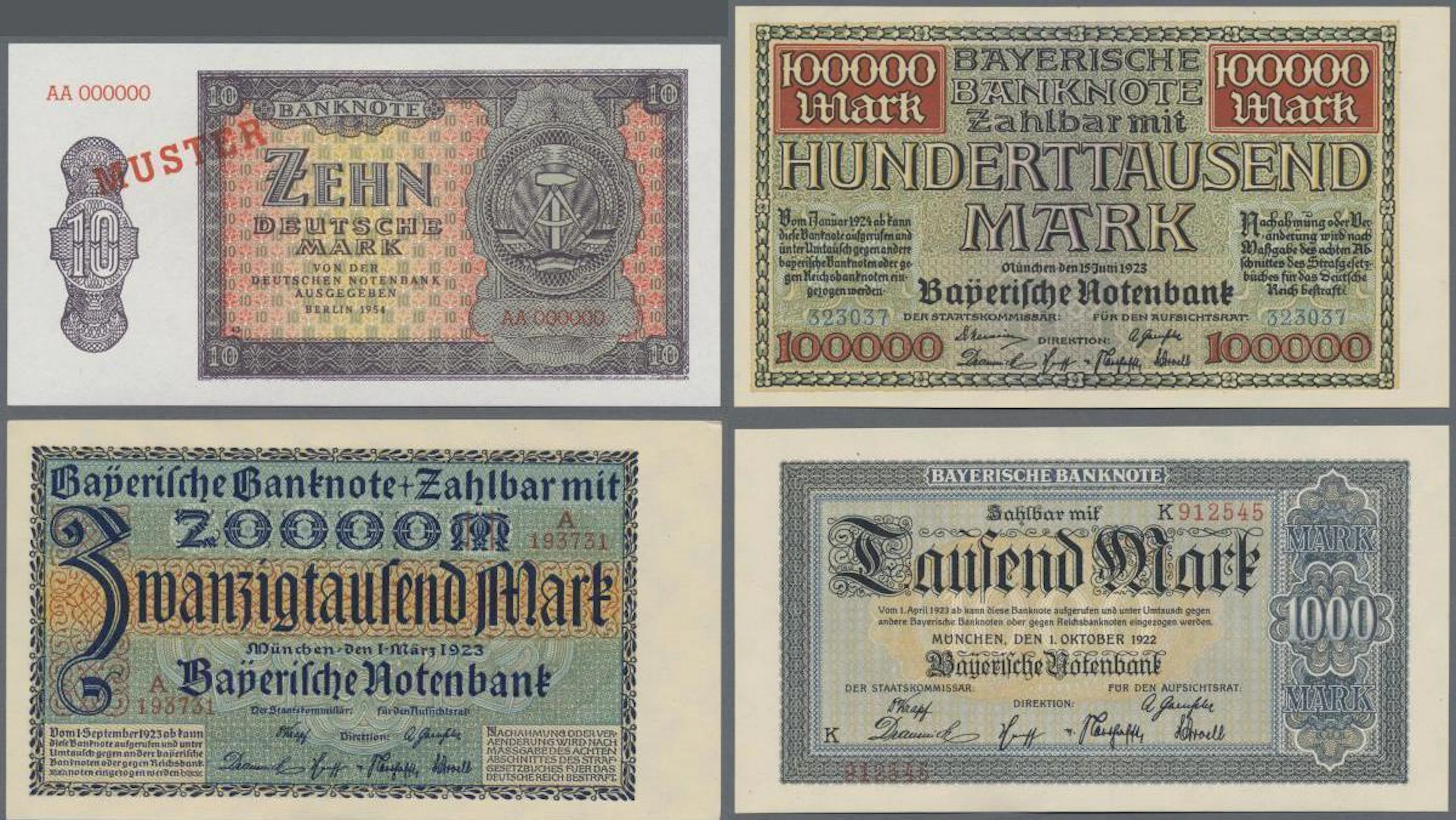 Deutschland - Länderscheine: Lot mit 14 Banknoten
