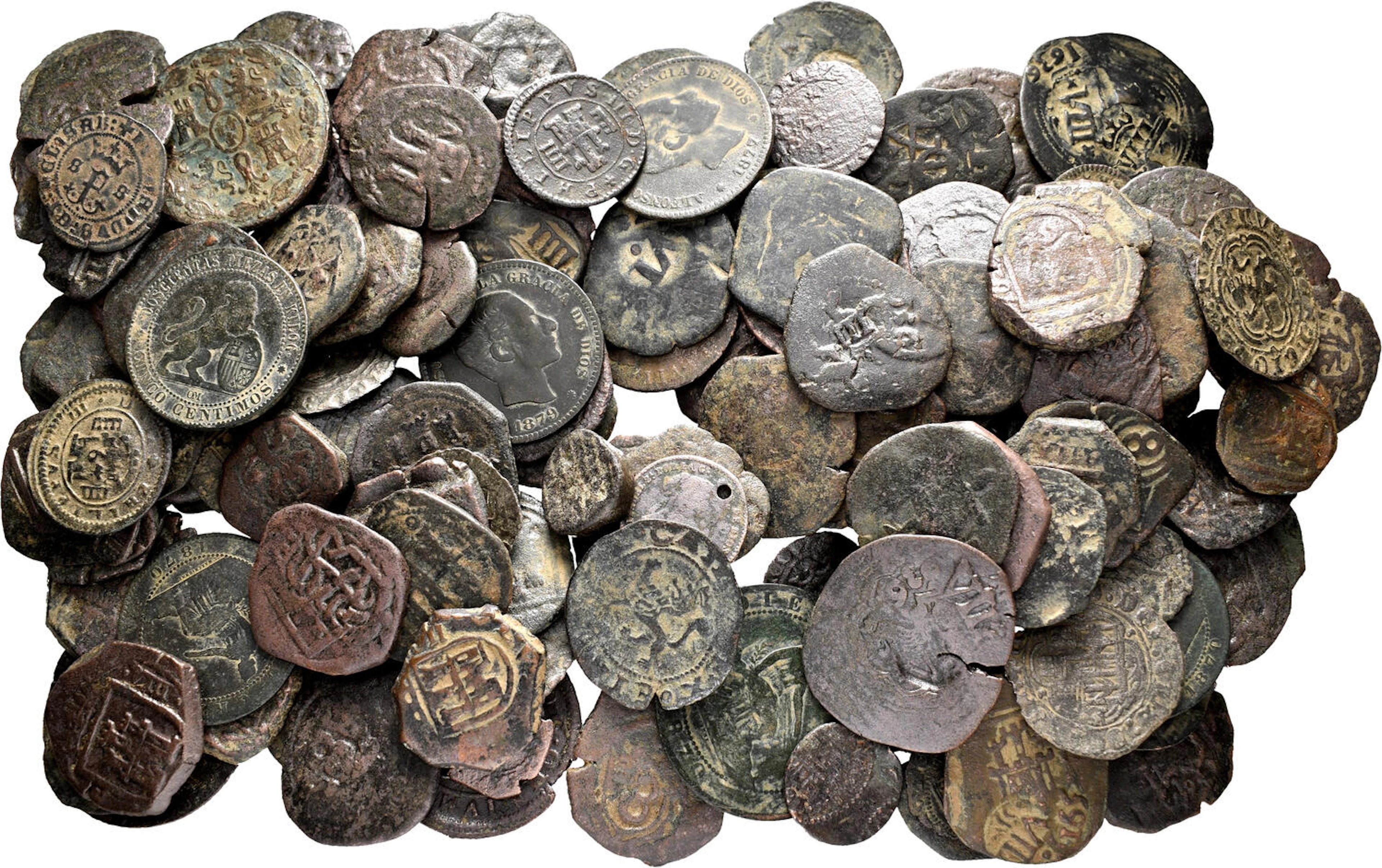 Lot of 163 Spanish coins