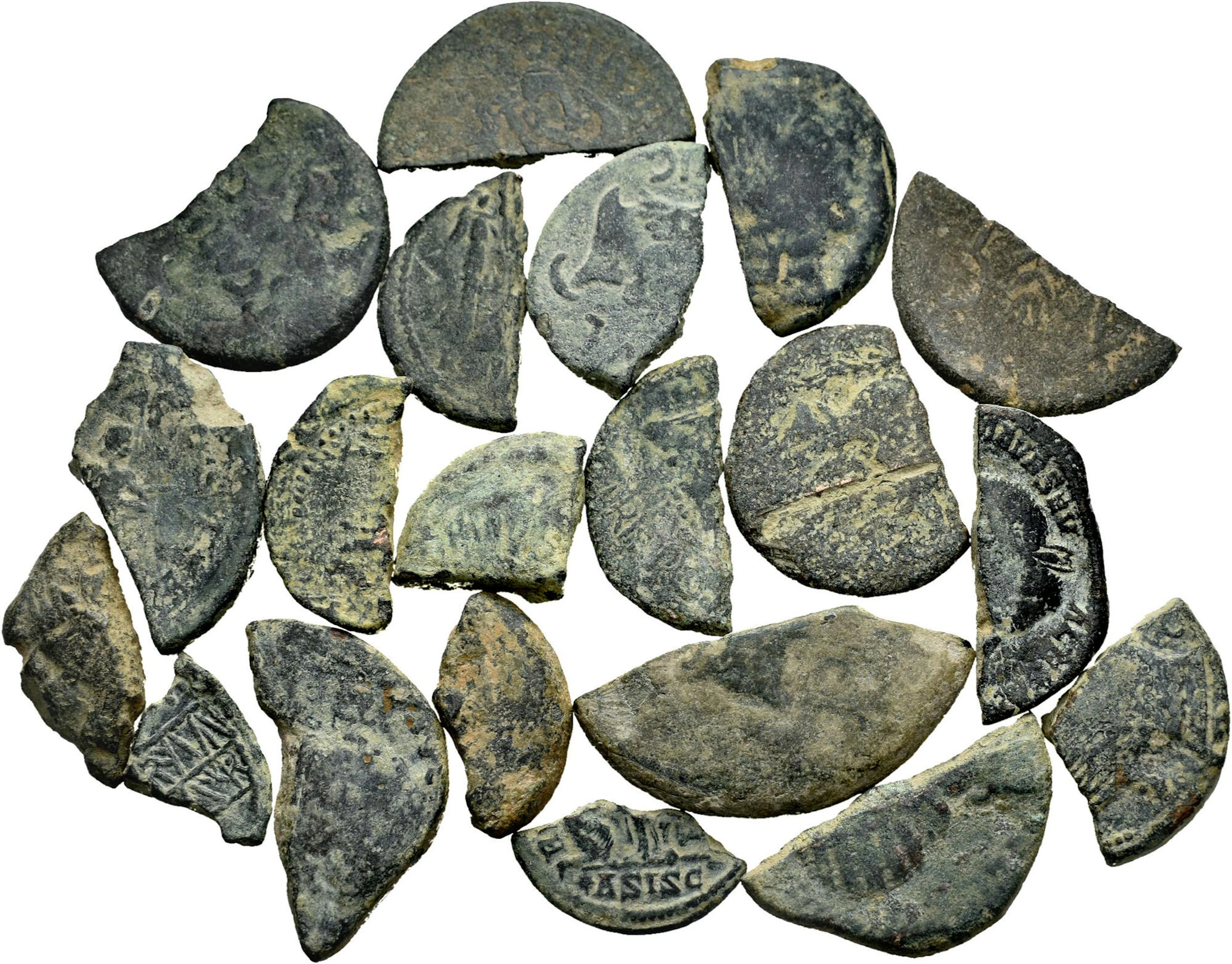 Lot of 20 fractions of coins from the Roman Empire and ancient Hispania