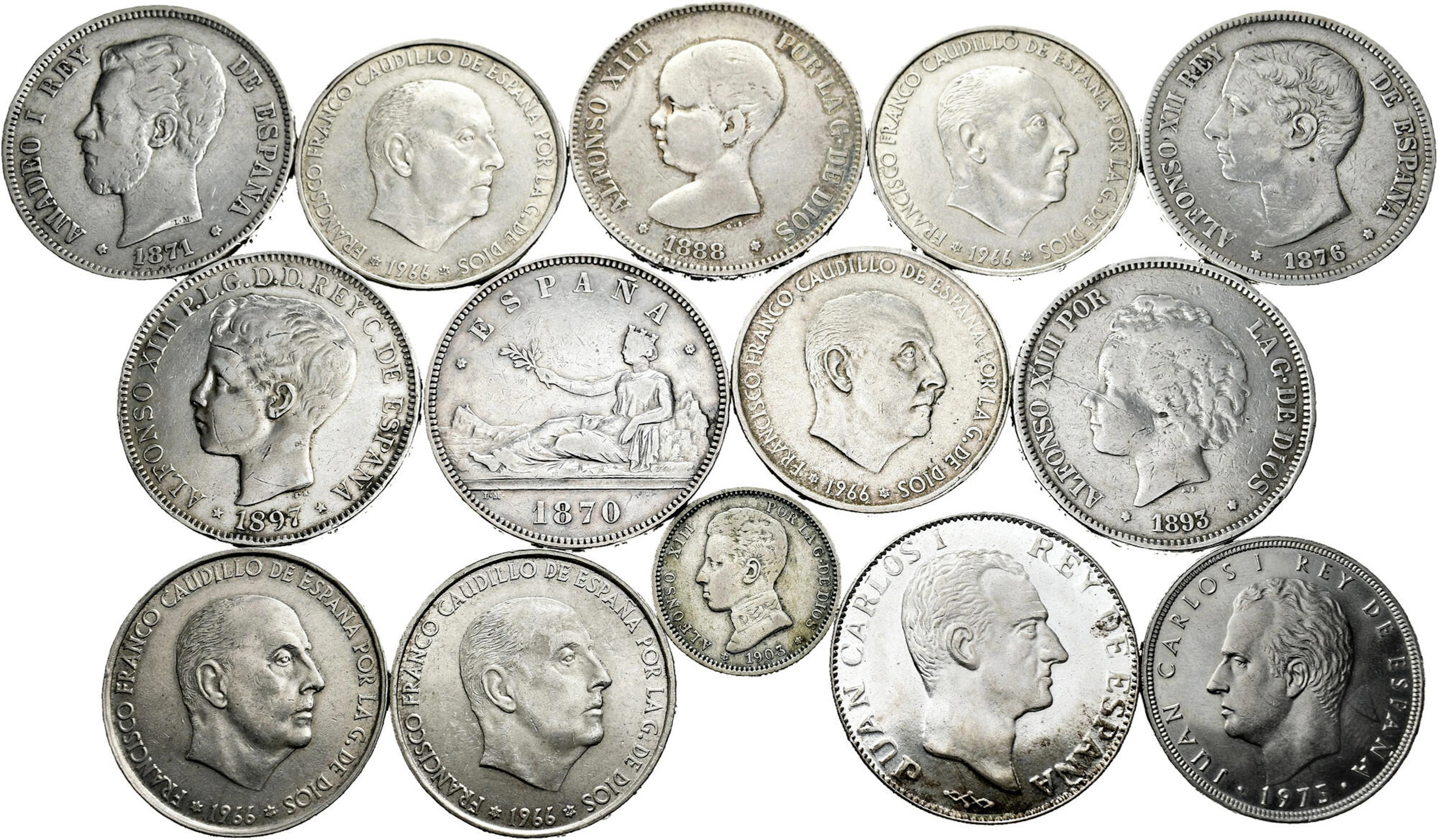 Lot of 14 Spanish coins