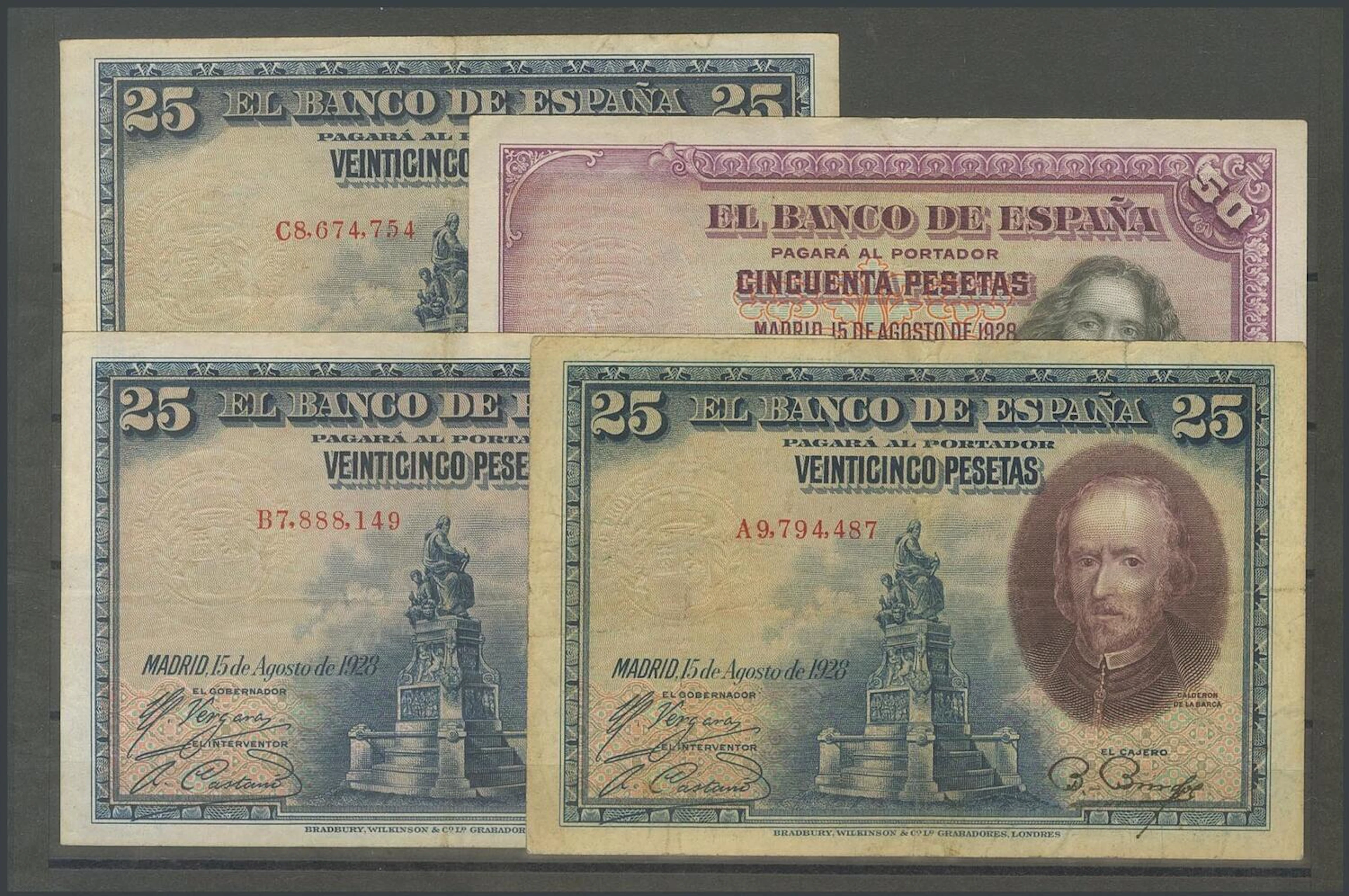 Conjunto de 4 billetes del Banco de España