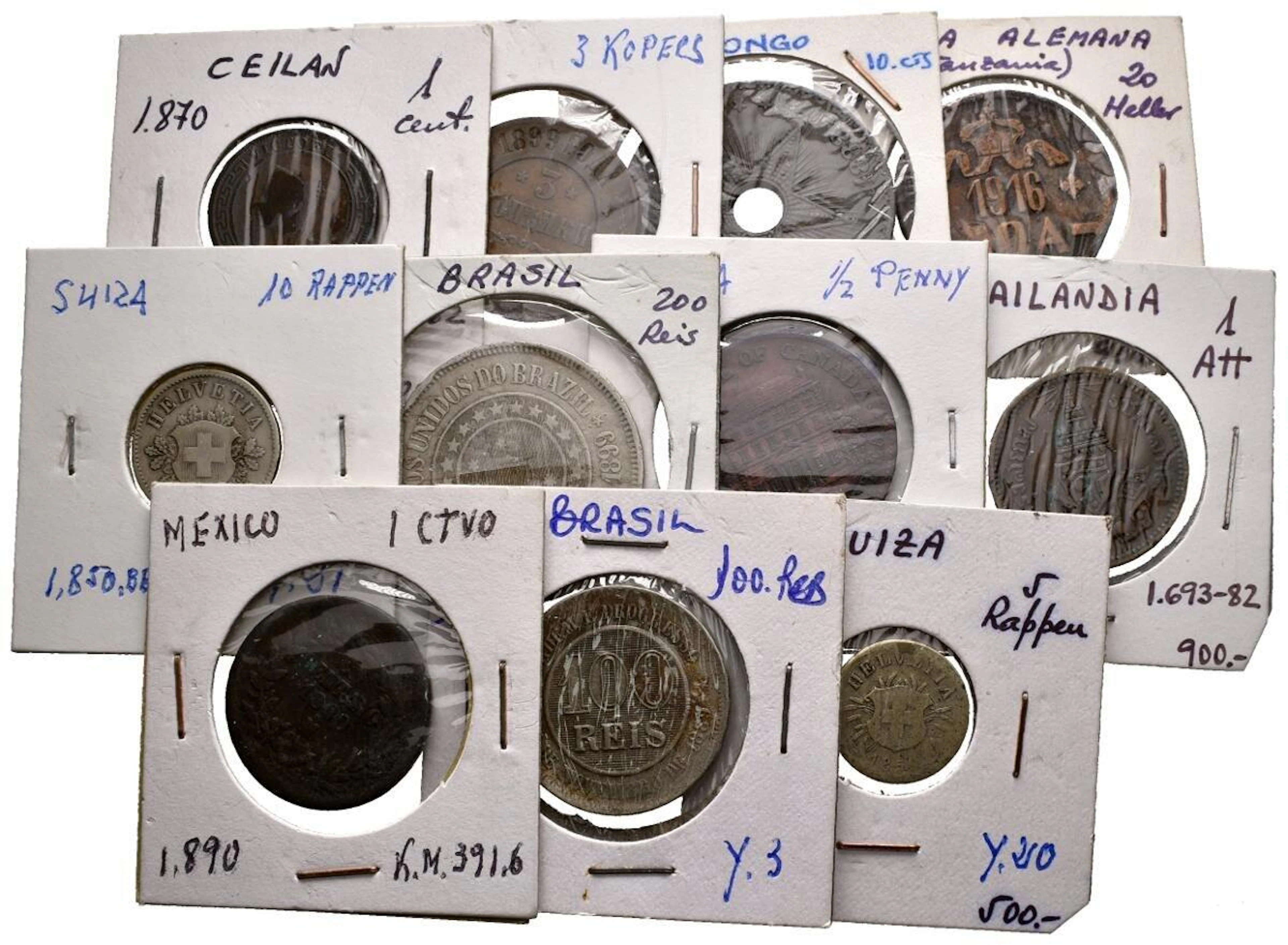 WORLD. Lot consisting of 11 coins from the 19th and early 20th centuries