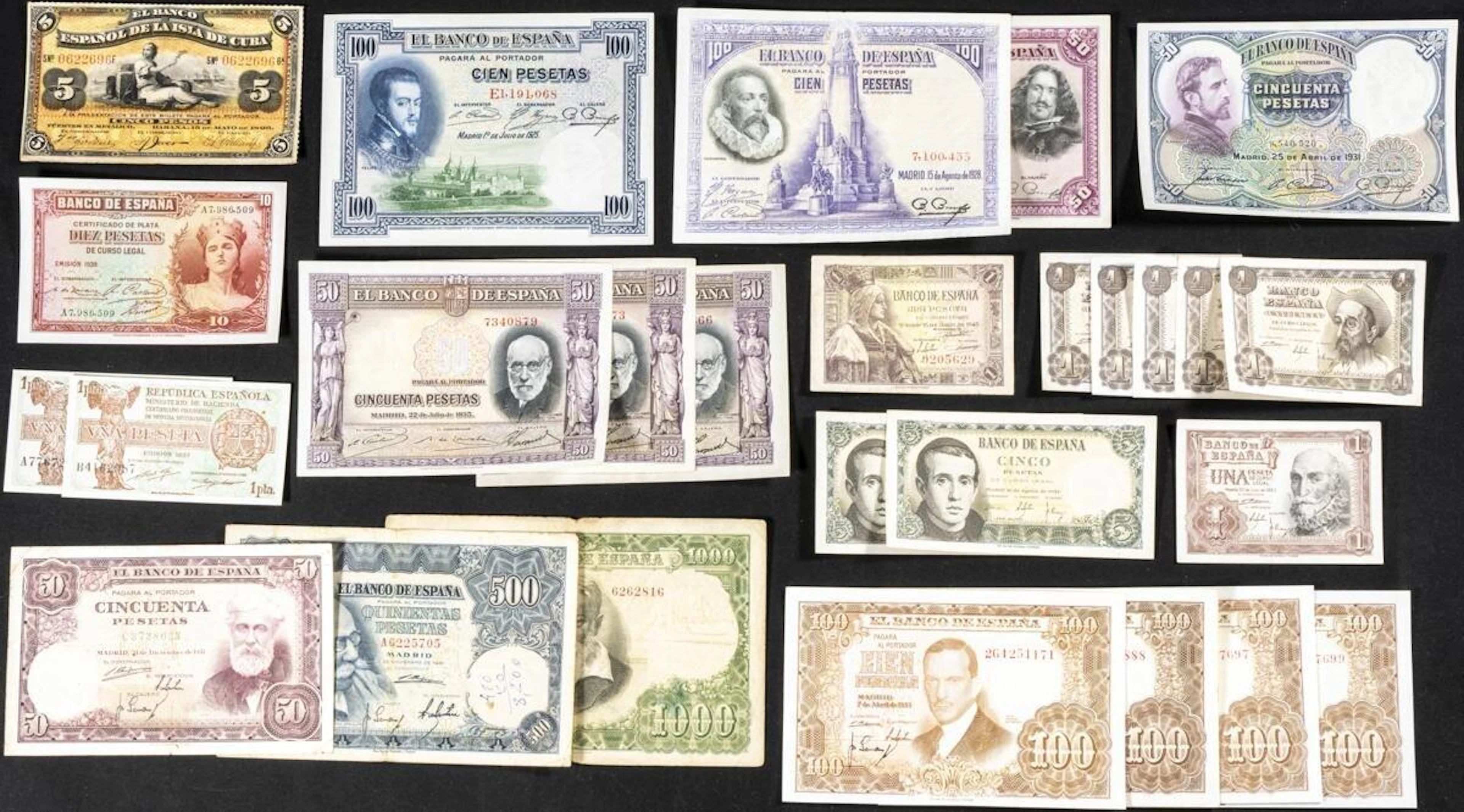 Conjunto de más de 30 billetes del banco de España de...