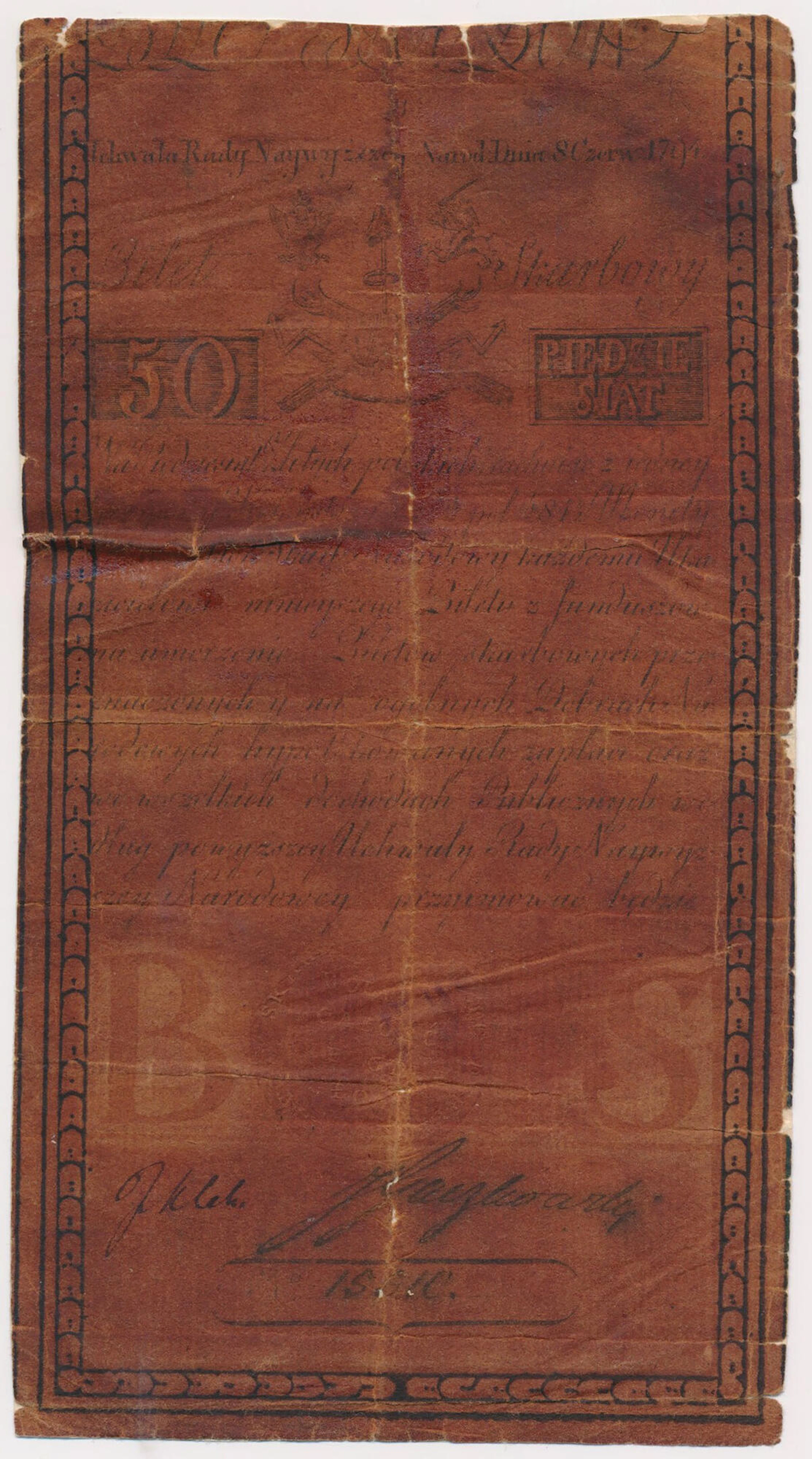 50 złotych 1794 - B - PIETER DE VRIE[S] & COMP- podklejone