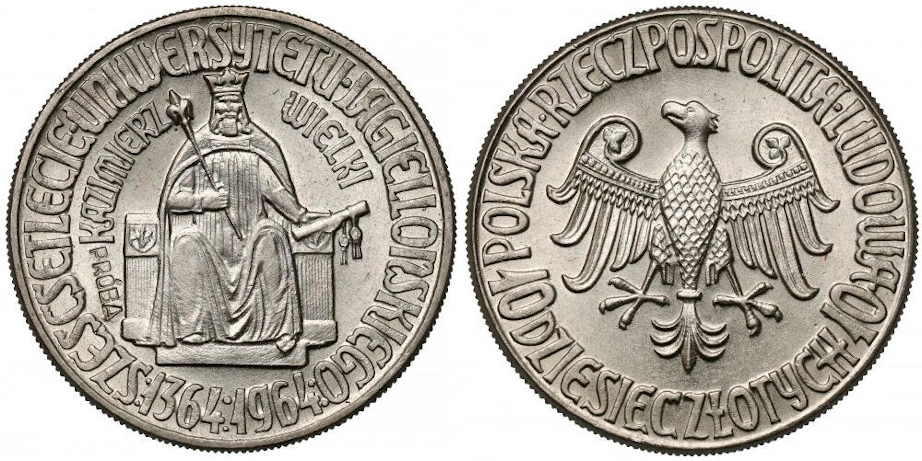 Próba CuNi 10 złotych 1964 Kazimierz Wielki