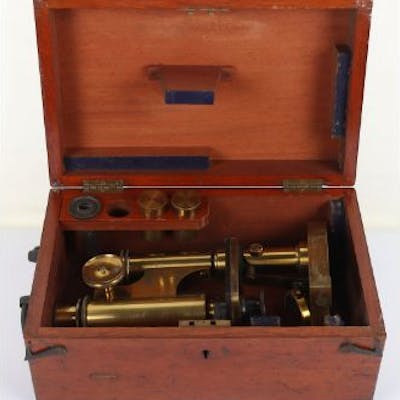 A late 19th century brass microscope by R & J Beck Ltd, London