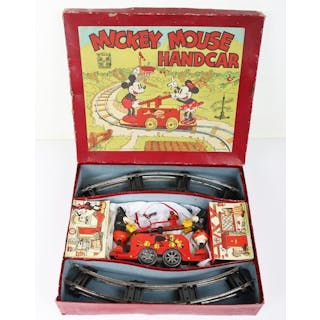 A good boxed Wells-Brimtoy Mickey Mouse Handcart, English 1936