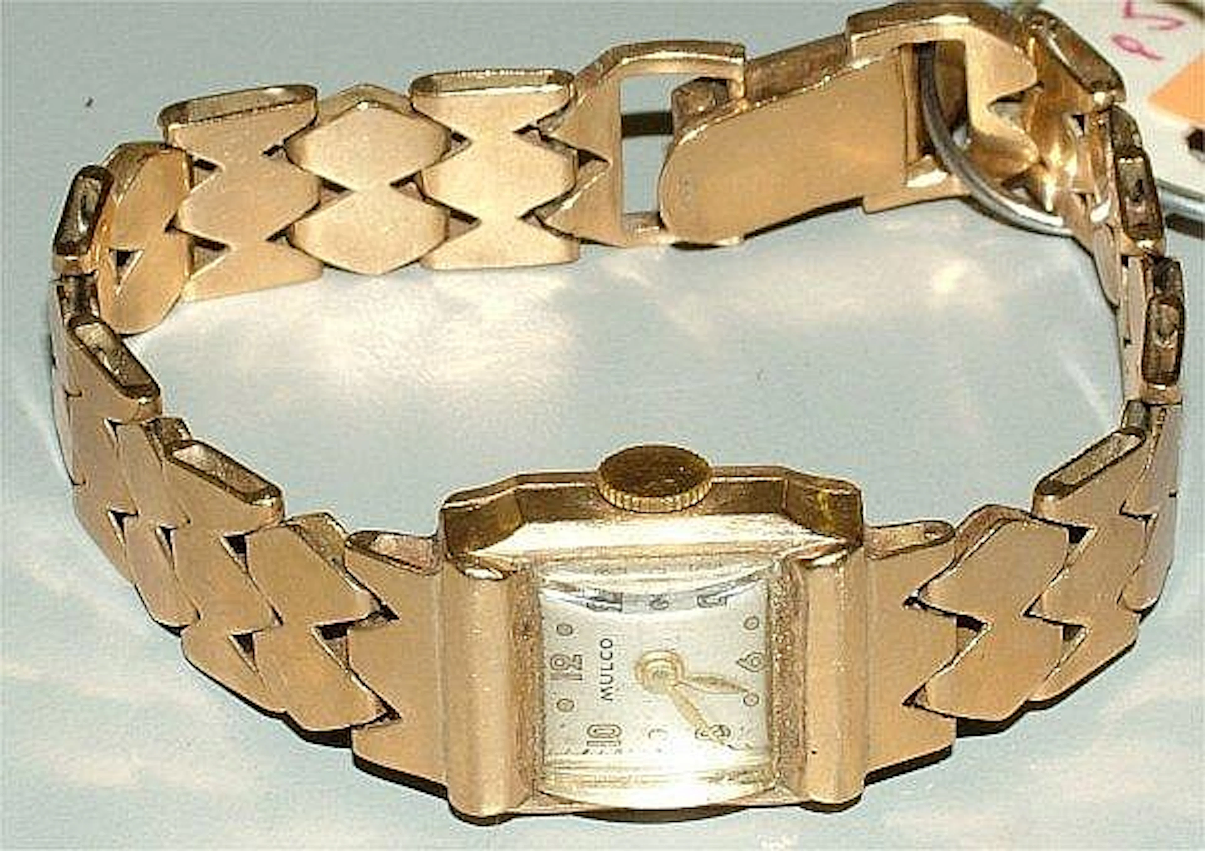 MULCO 14K YELLOW GOLD LADIES WATCH AND BAND, 6 1/4"L, 26.3 GRAMS TOTAL WEIGHT