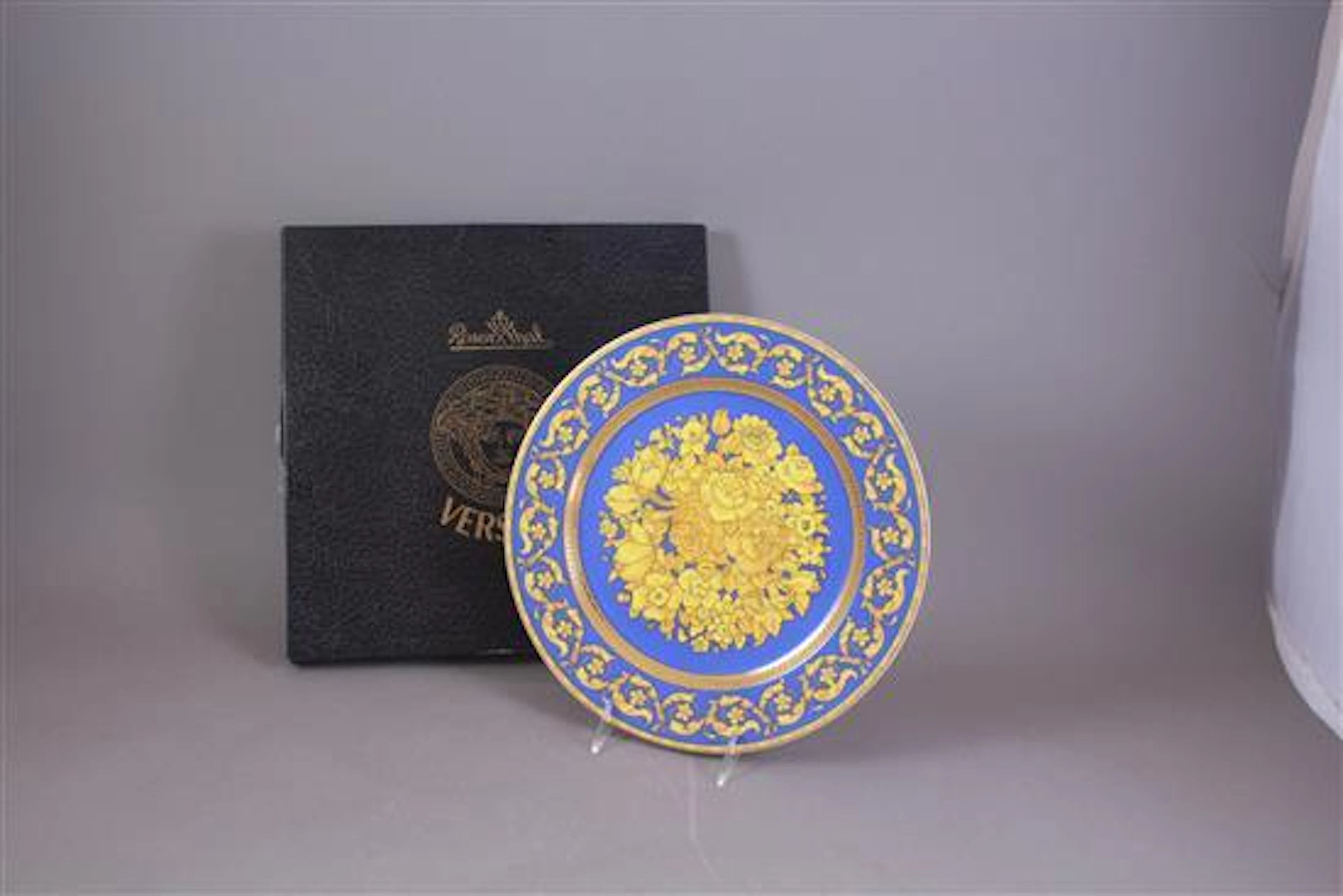 ROSENTHAL VERSACE "FLORALIA BLUE" PORCELAIN 12" PLATE
