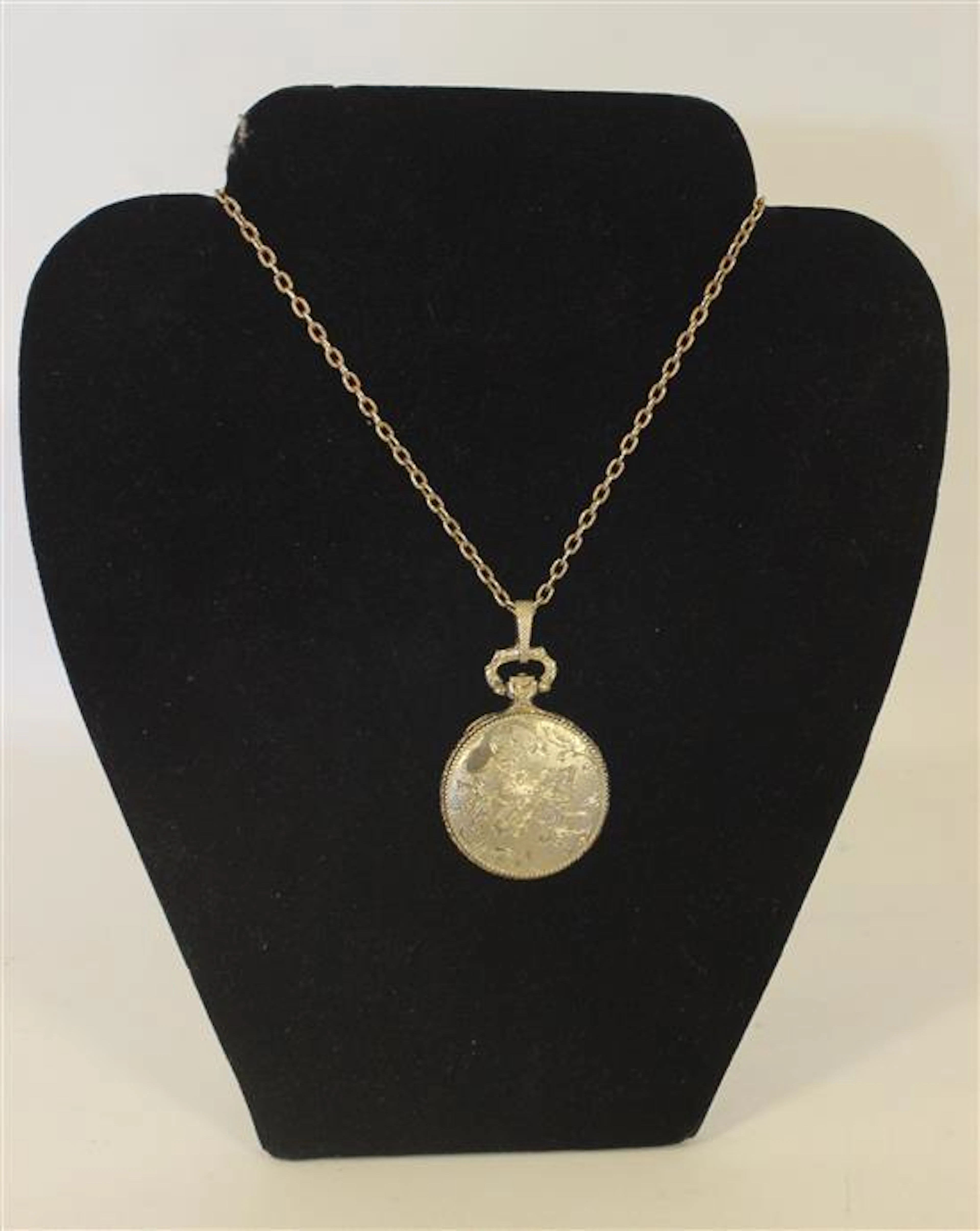 GOLD PLATED SWISS MADE POCKET WATCH ON 24" HEAVY LINK CHAIN FROM CYCLE