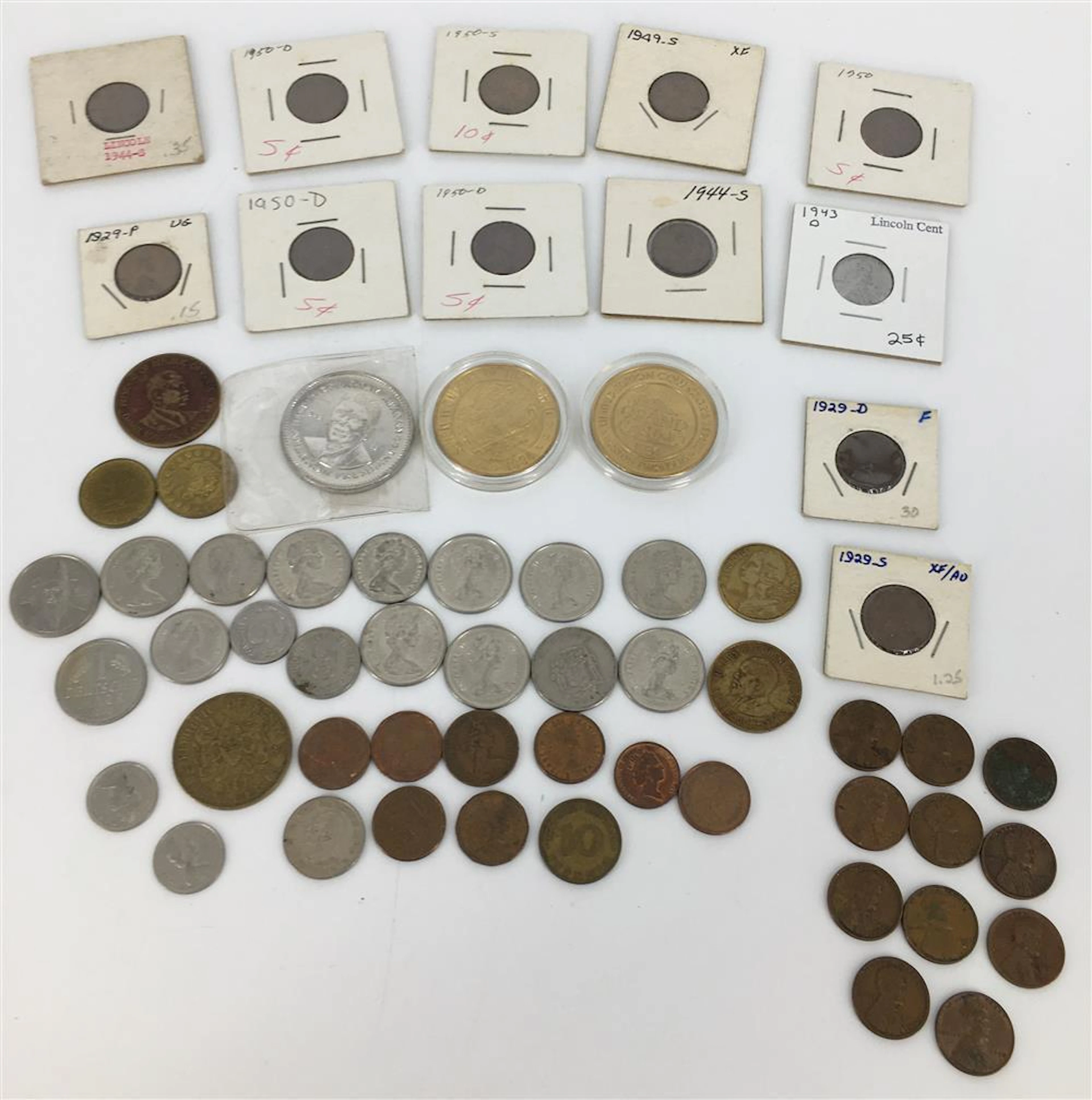FOREIGN COINS, PENNIES & TOKENS