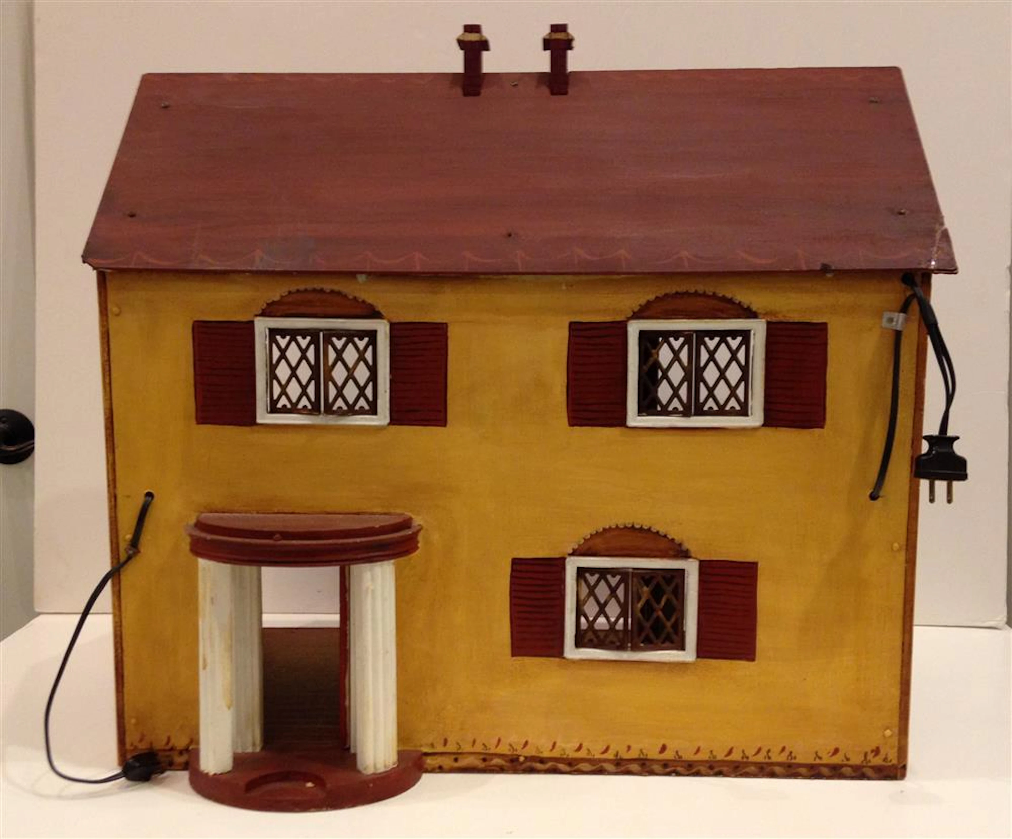 UNMARKED TWO STORY COLONIAL STYLE DOLLHOUSE