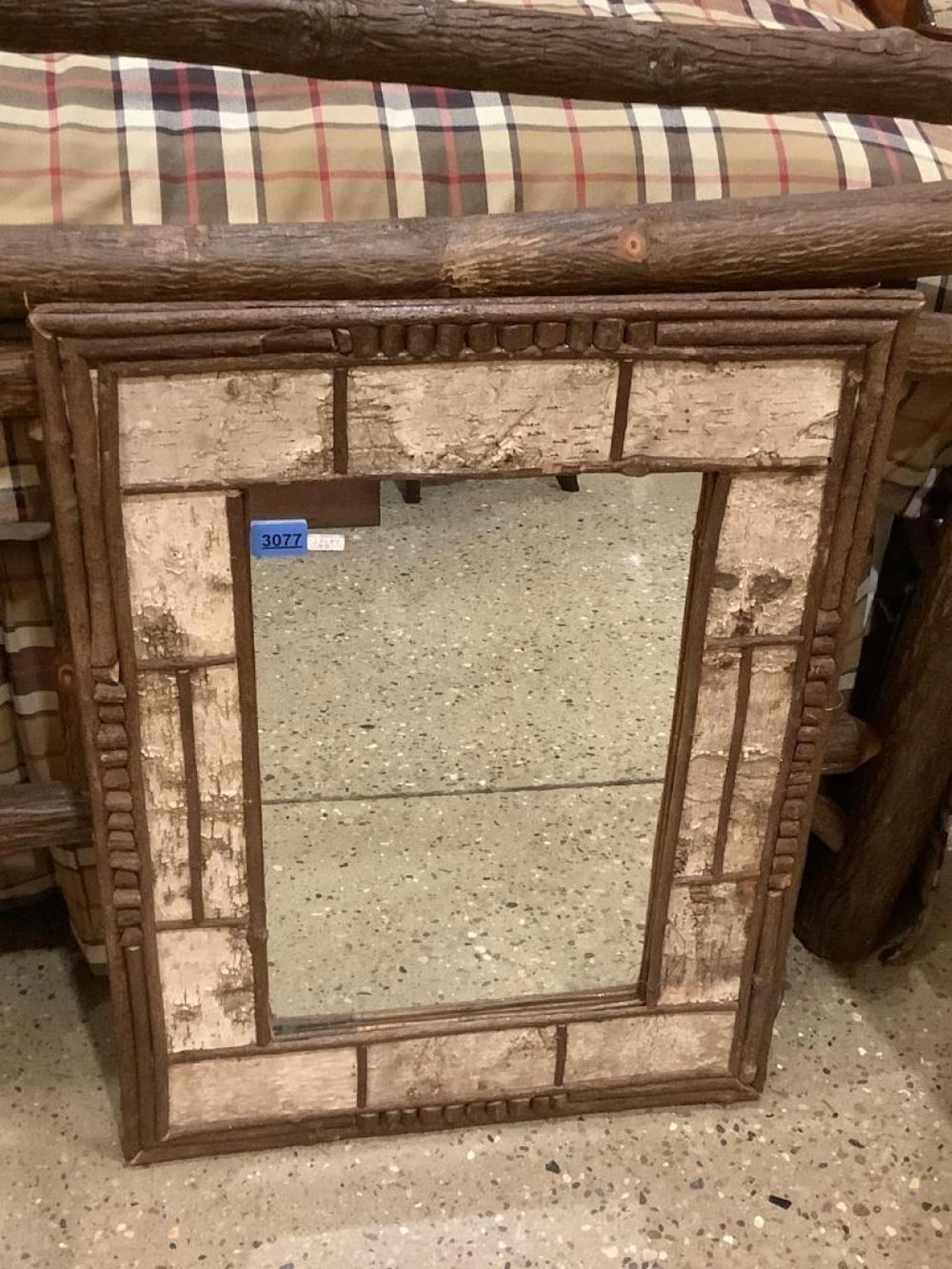 Rustic lodge style twig and Birch bark mirror, 23? x 31?.