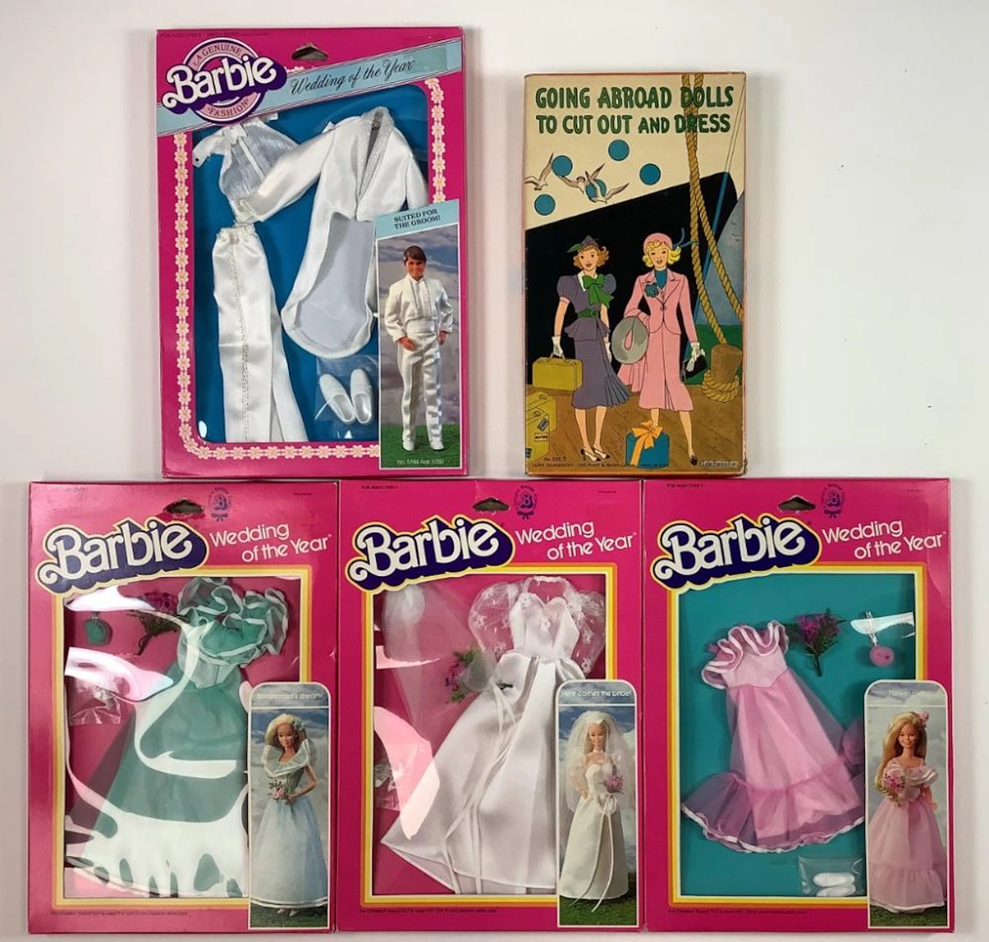 (4) NRFB Barbie "Wedding of the Year" fashions including "Here Comes the Bride!"
