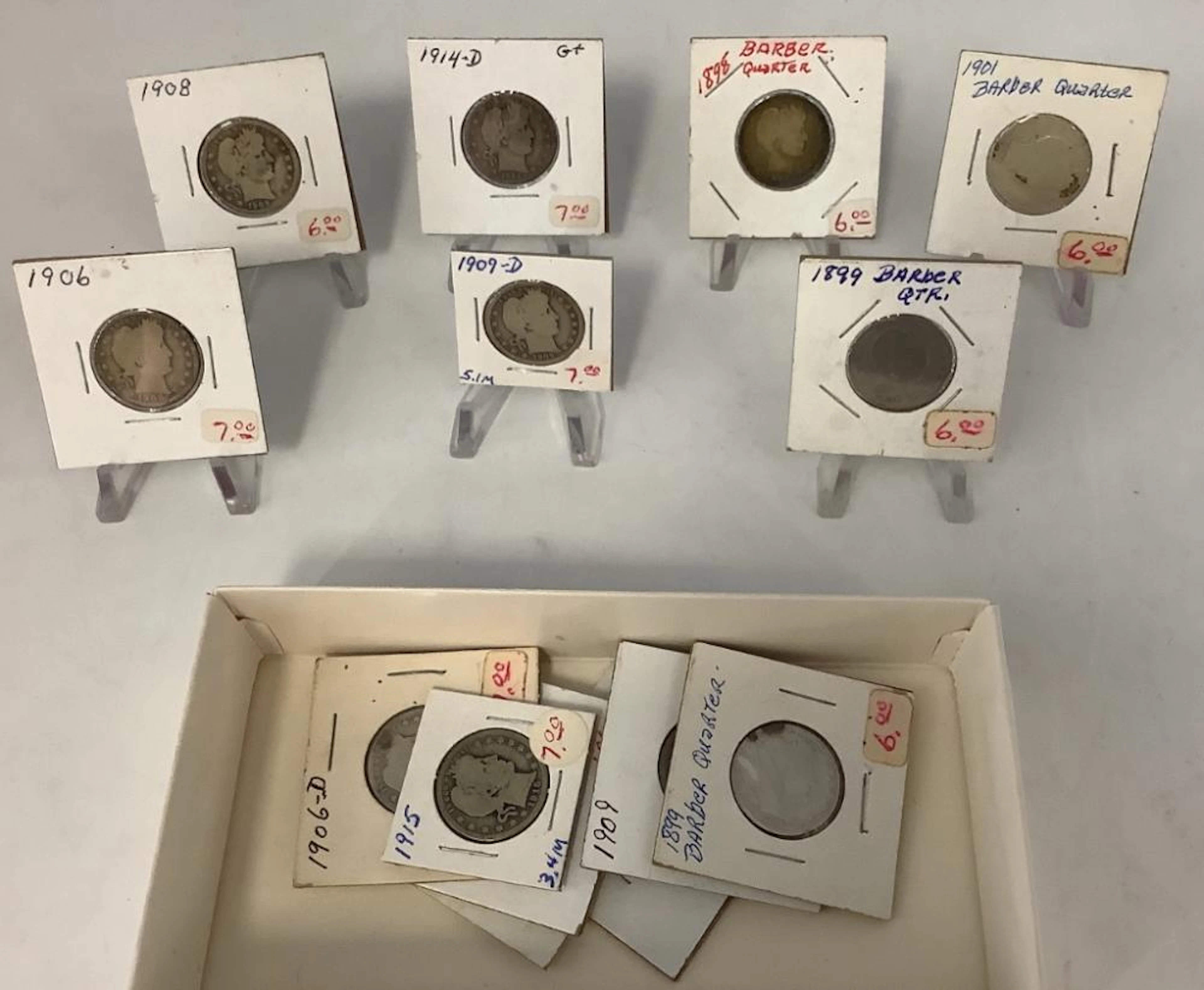 Lot of 14 Barber Silver Quarters