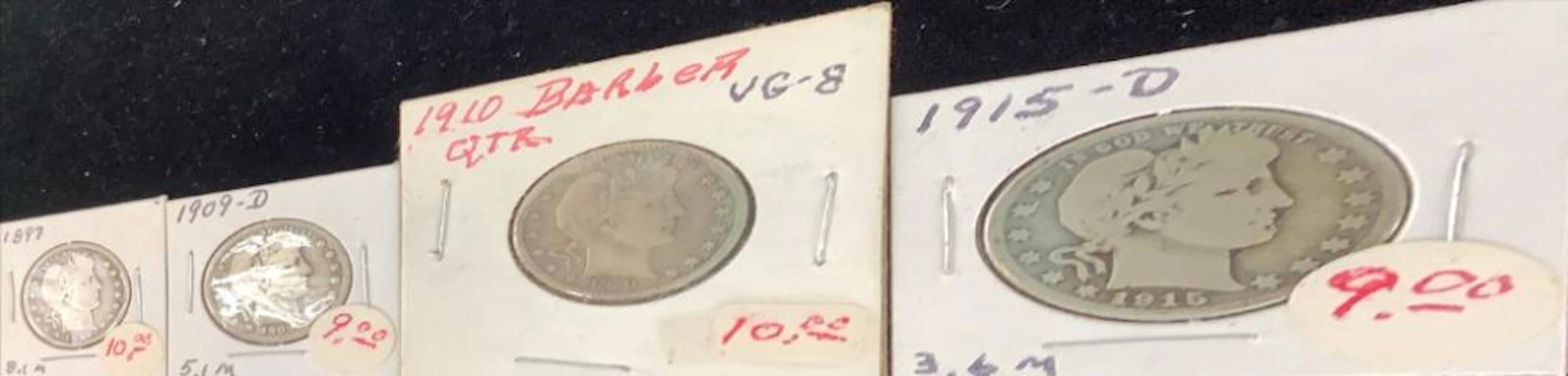 Lot of Four Barber Silver Quarters