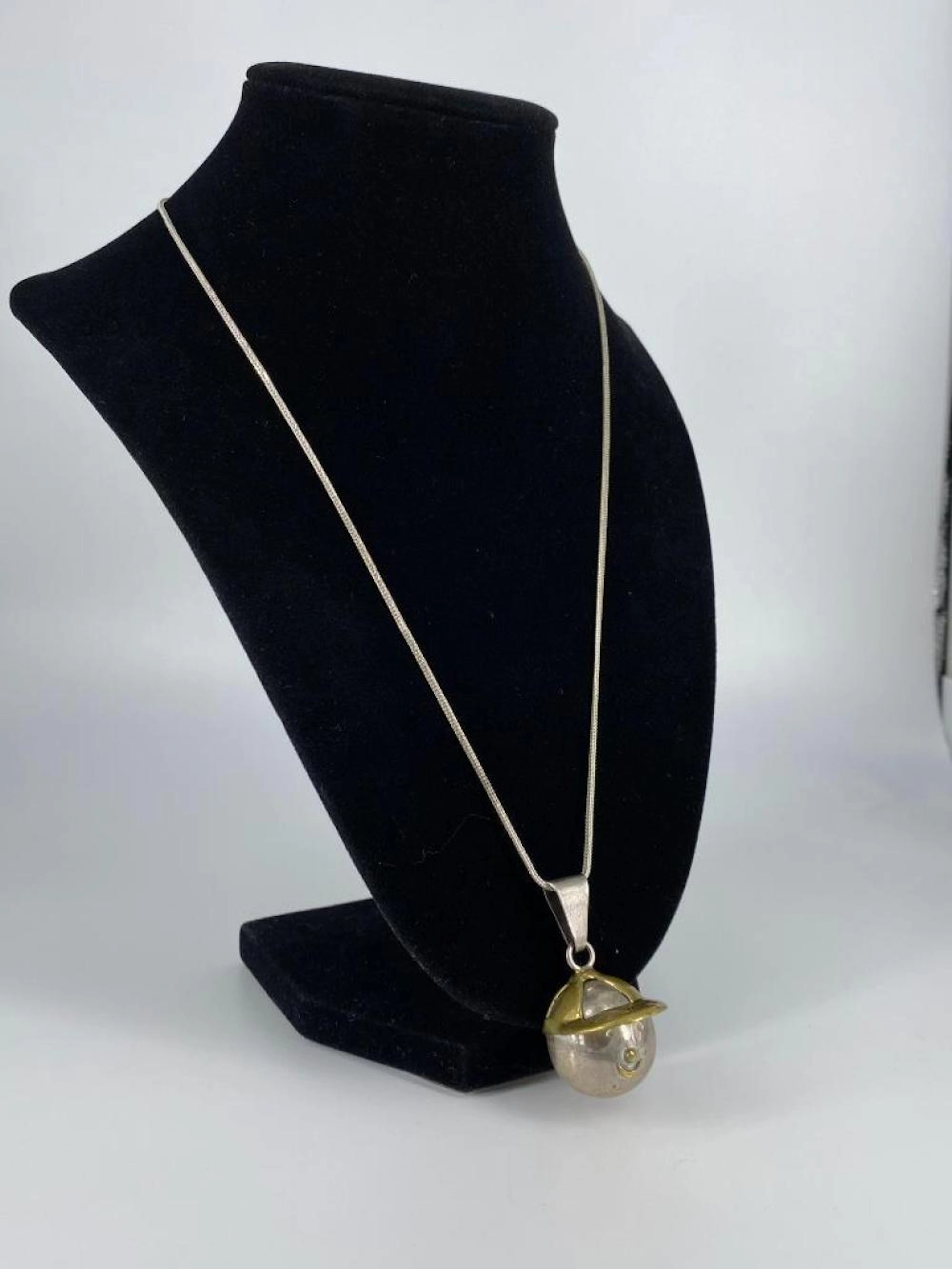Sterling Silver Fashion Necklace With Bell Pendant